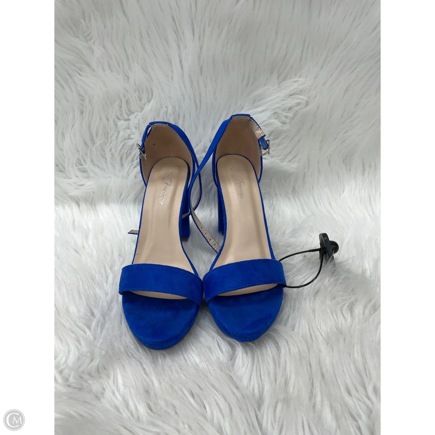 Sandals Heels Block By Forever In Blue, Size: 6.5