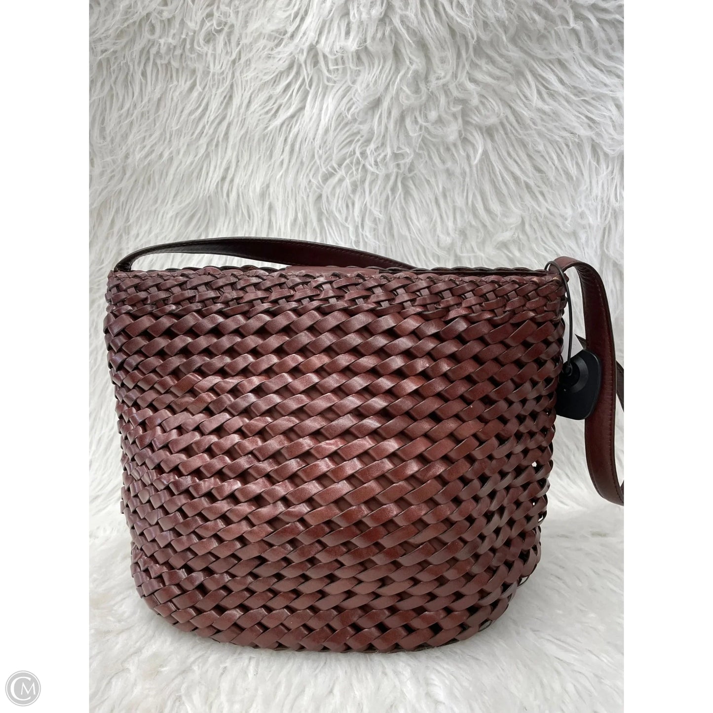 Handbag Leather By Fossil, Size: Medium