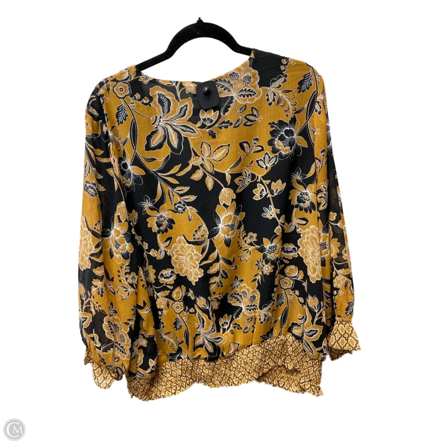 Top Long Sleeve By Cato In Black & Orange, Size: 2x