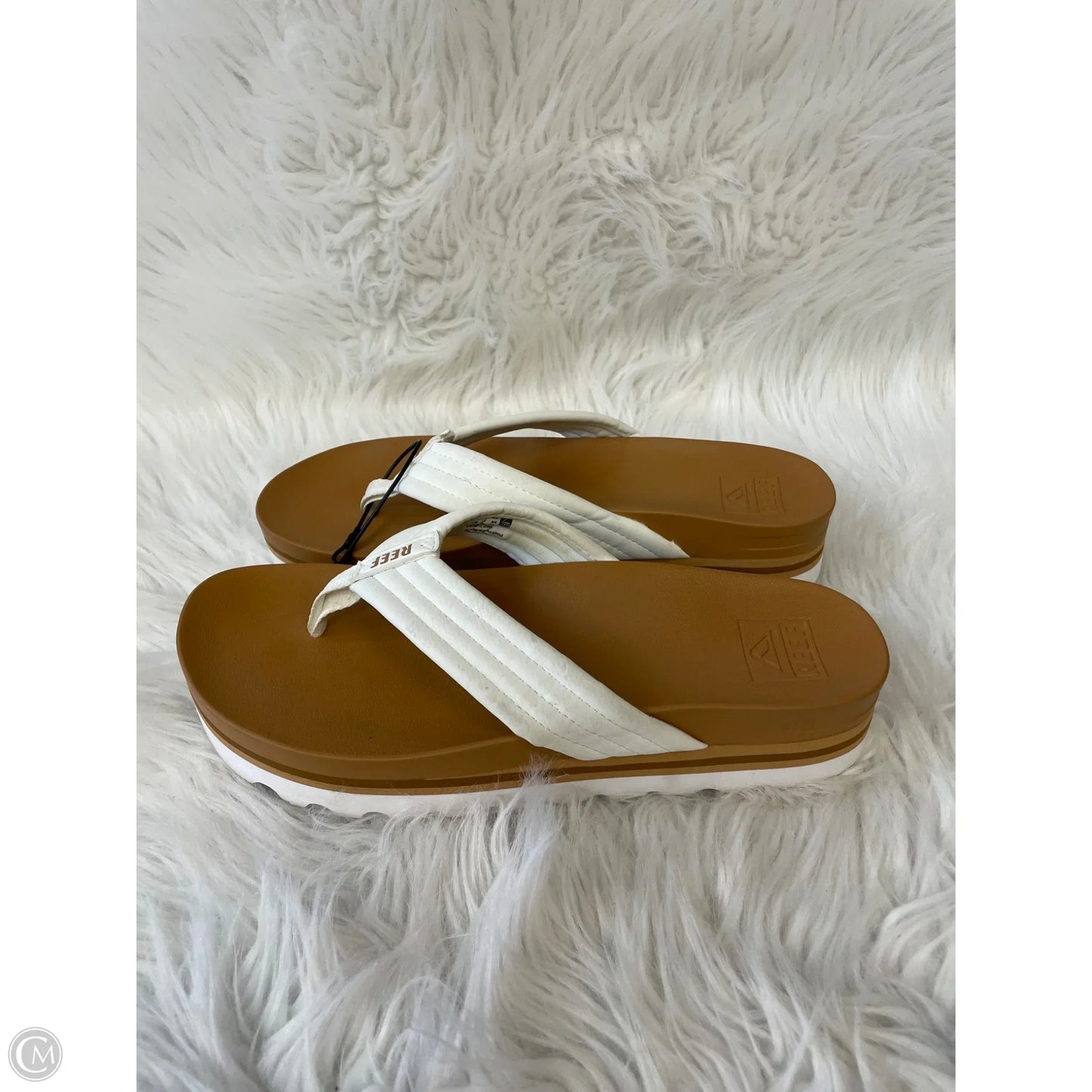 Sandals Flats By Reef In Tan & White, Size: 9