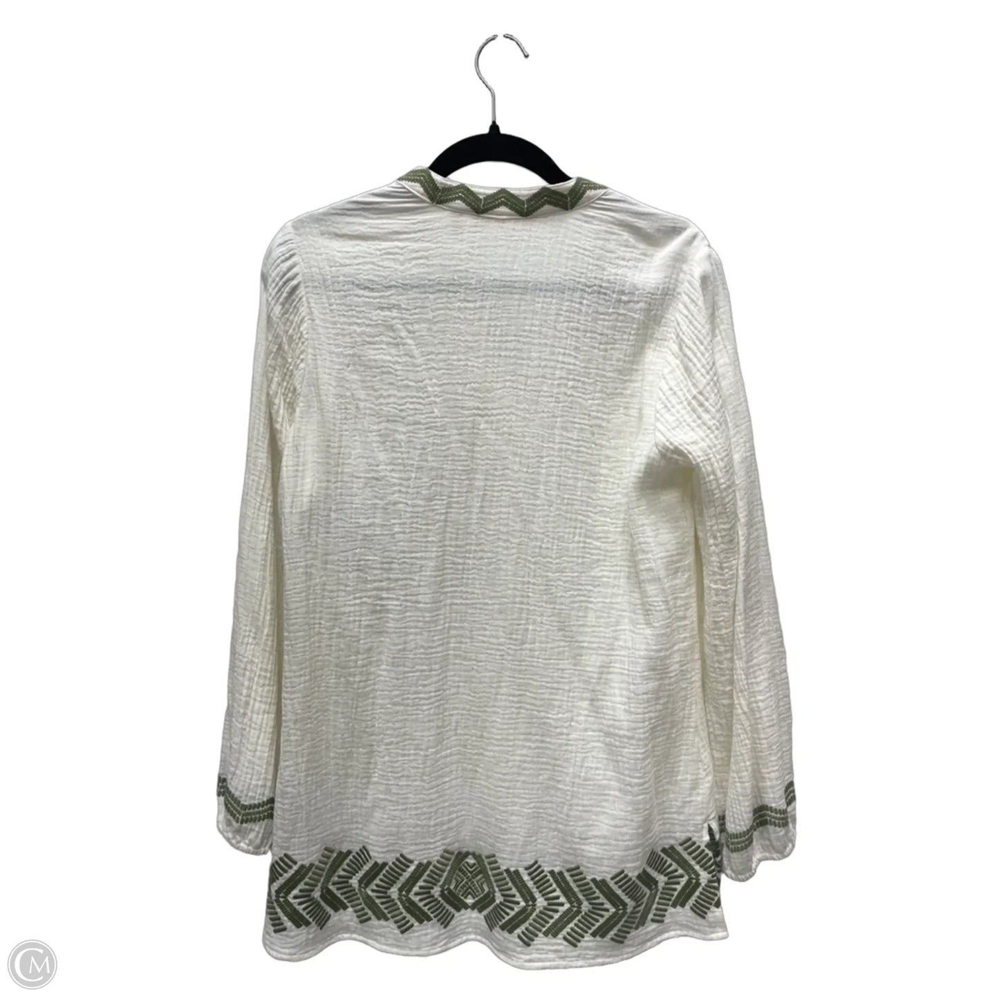 Top Long Sleeve By Soft Surroundings In Cream & Green, Size: S