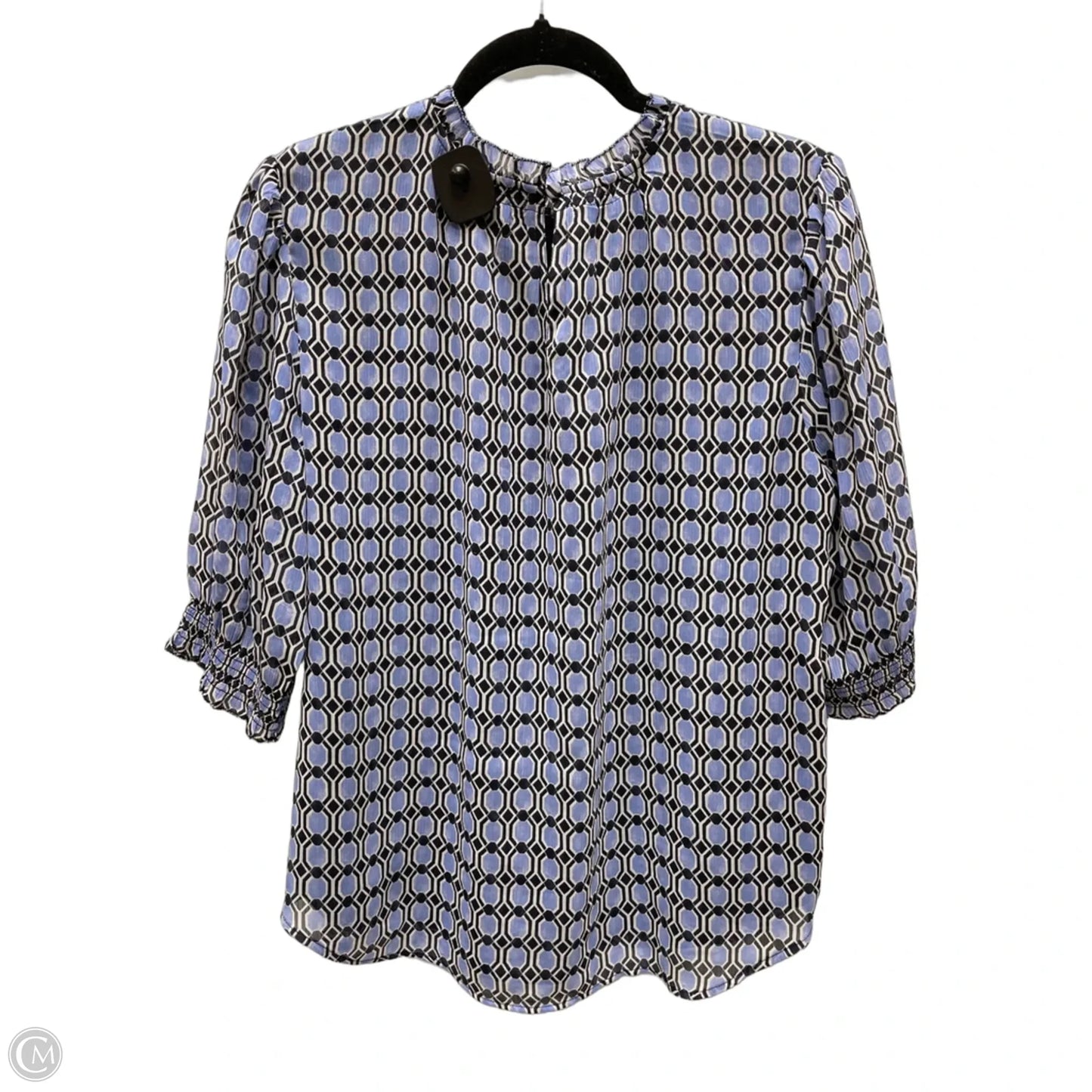 Blouse Short Sleeve By Ann Taylor In Geometric Pattern, Size: L