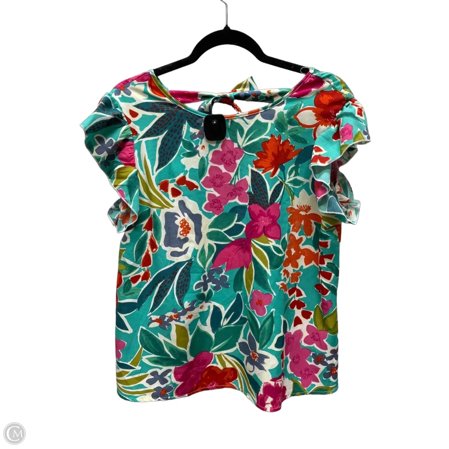 Blouse Short Sleeve By Shein In Floral Print, Size: L