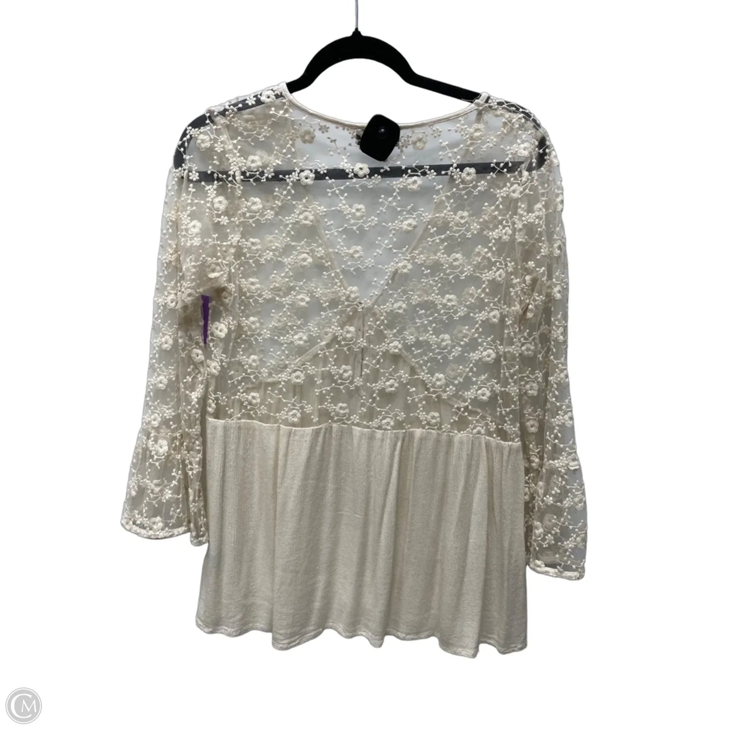 Blouse Long Sleeve By Pol In Beige, Size: M