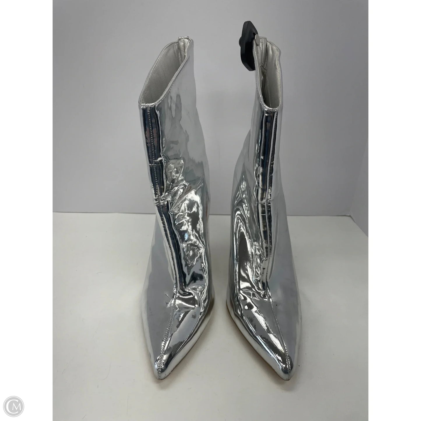 Boots Ankle Heels By Forever 21 In Silver, Size: 8