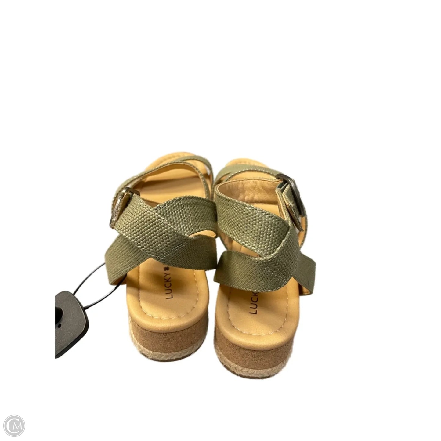 Sandals Heels Wedge By Lucky Brand In Green & Tan, Size: 10