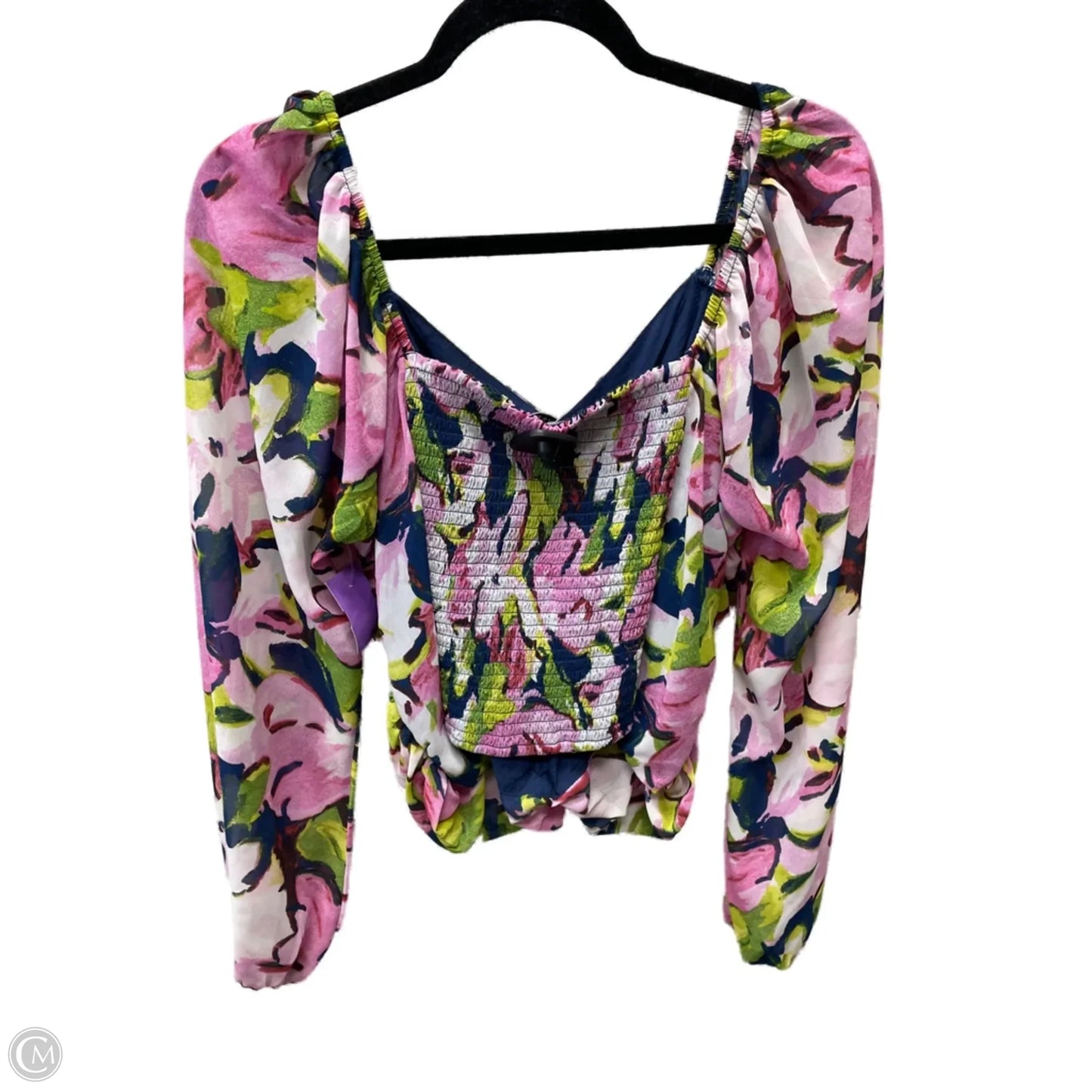 Top Long Sleeve By Abercrombie And Fitch In Blue & Green, Size: Xl