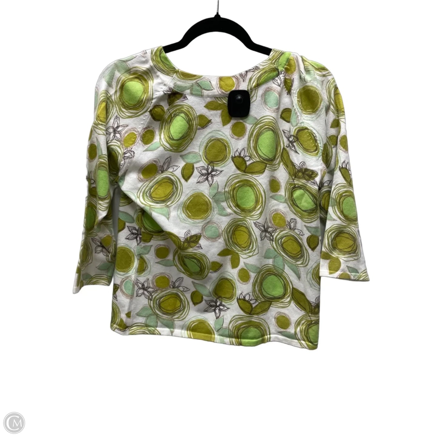 Top Long Sleeve By Talbots In Green & White, Size: M