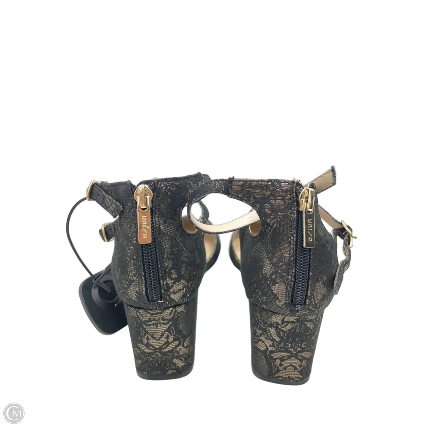 Shoes Heels Block By Unisa In Black & Gold, Size: 7.5