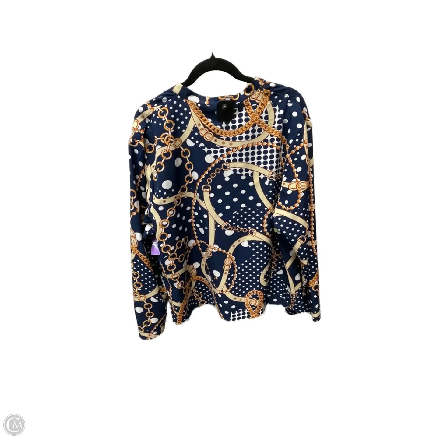 Blouse Long Sleeve By Shein In Blue & Tan, Size: 2x