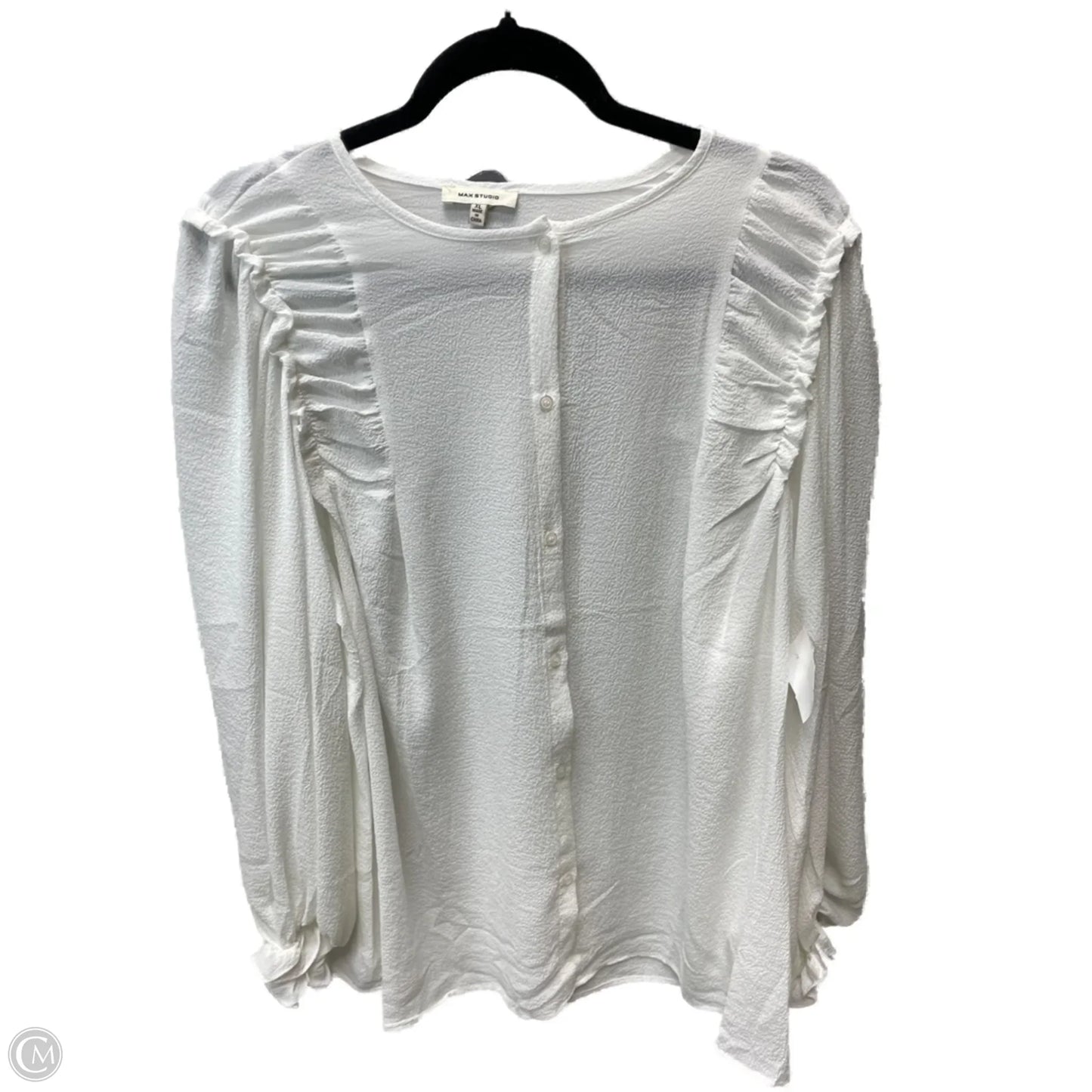Blouse Long Sleeve By Max Studio In White, Size: Xl