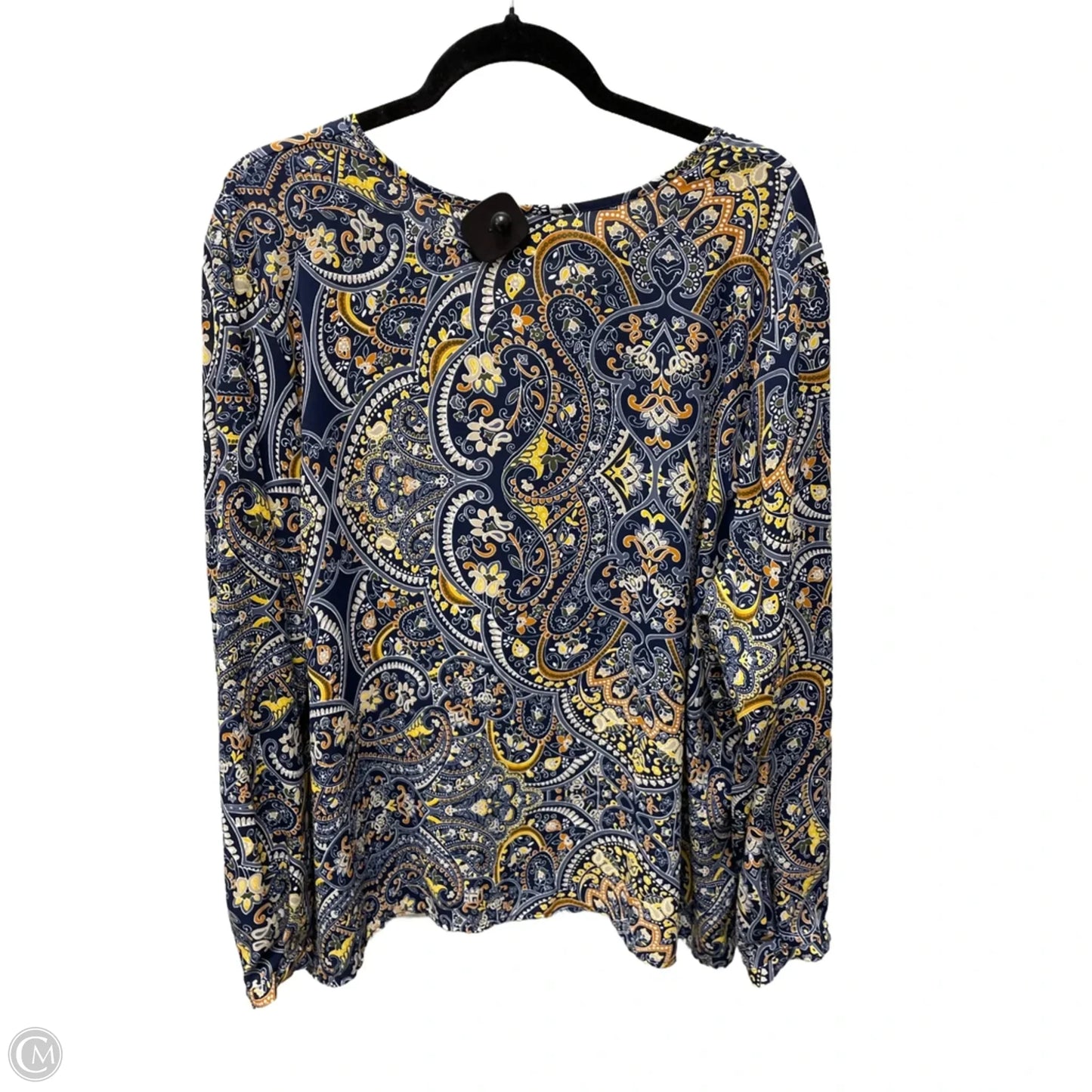 Blouse Long Sleeve By Liz Claiborne In Blue & Orange, Size: 2x