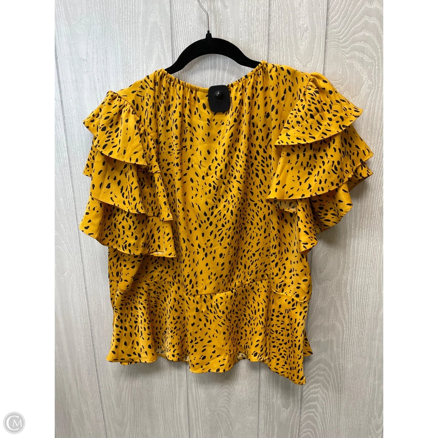 Blouse Short Sleeve By Who What Wear In Black & Yellow, Size: 2x
