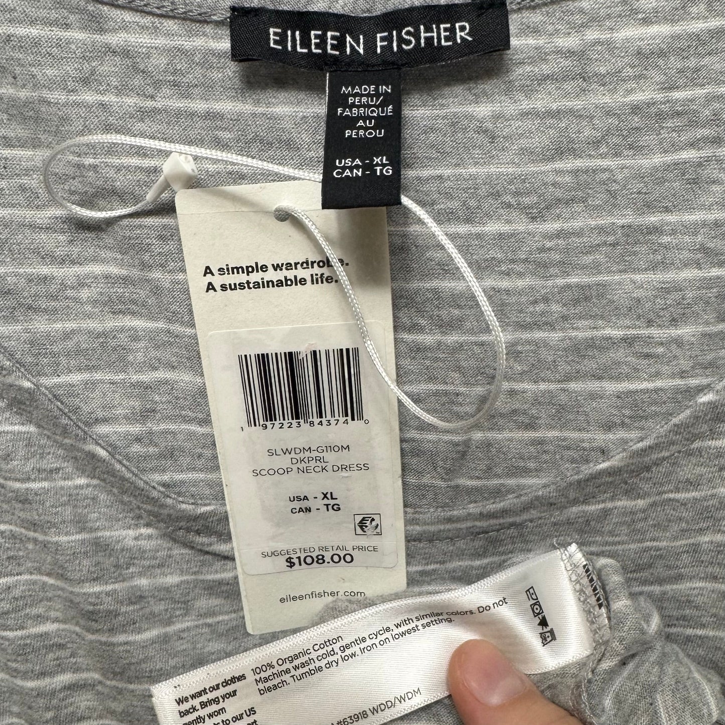Organic Cotton Dress Casual Maxi By Eileen Fisher In Striped Pattern, Size: Xl