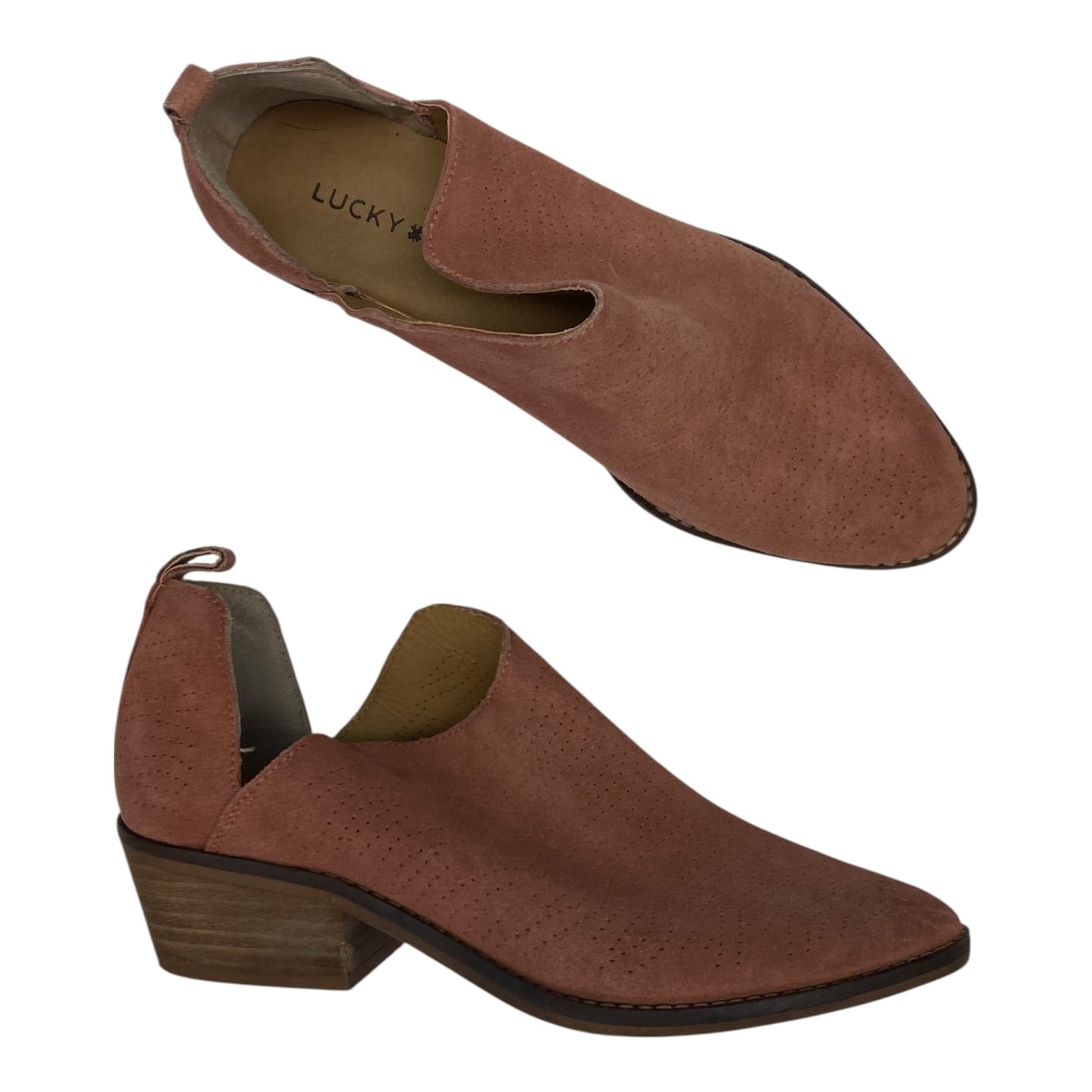 Boots Ankle Heels By Lucky Brand In Pink, Size:7.5