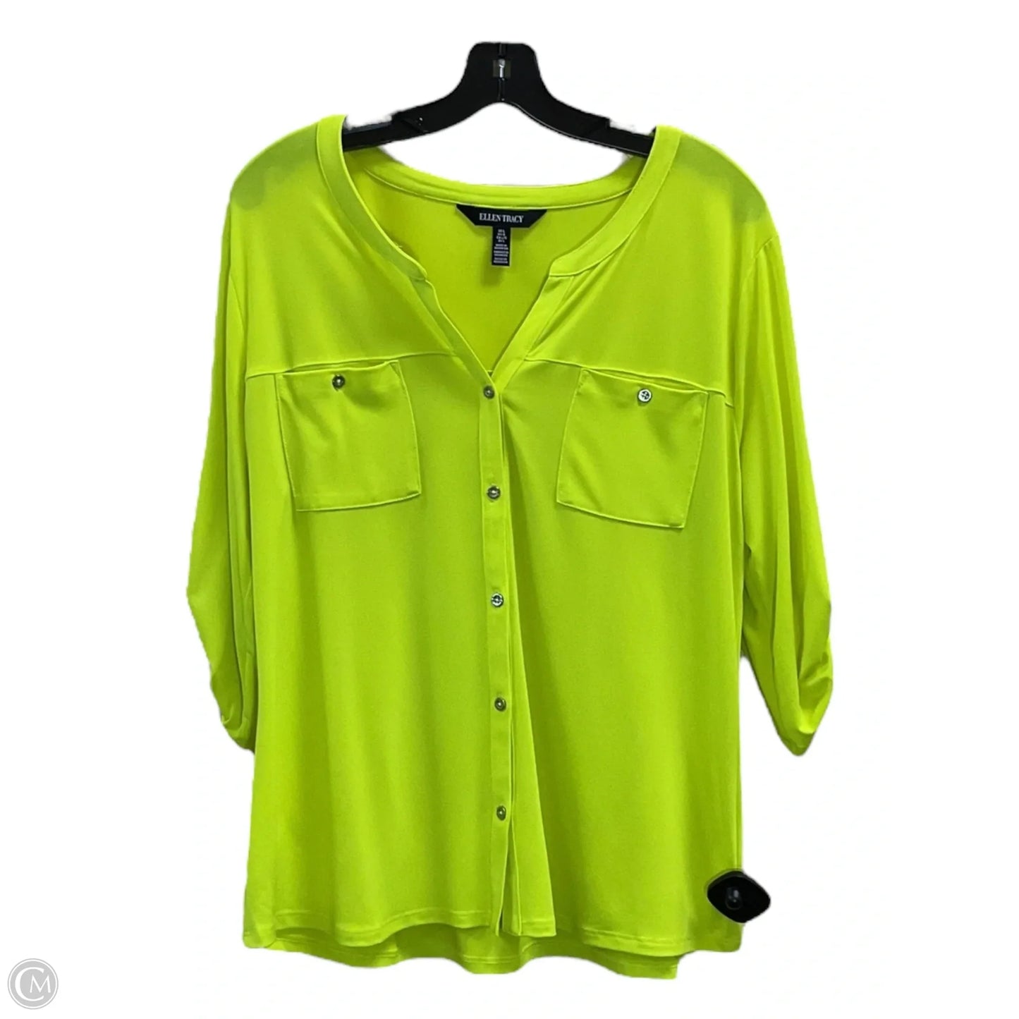 Blouse Long Sleeve By Ellen Tracy In Yellow, Size: L