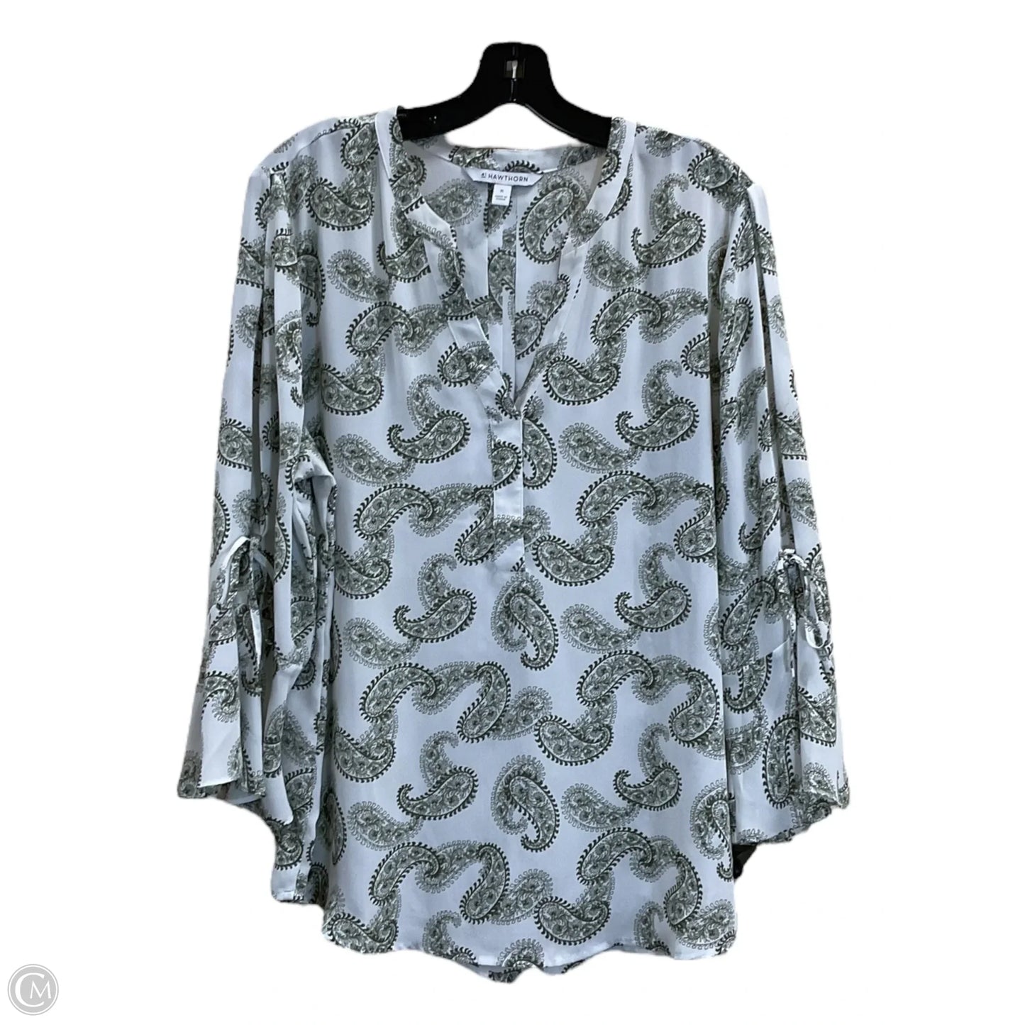 Top Long Sleeve By 41 Hawthorn In Green & White, Size: Xl