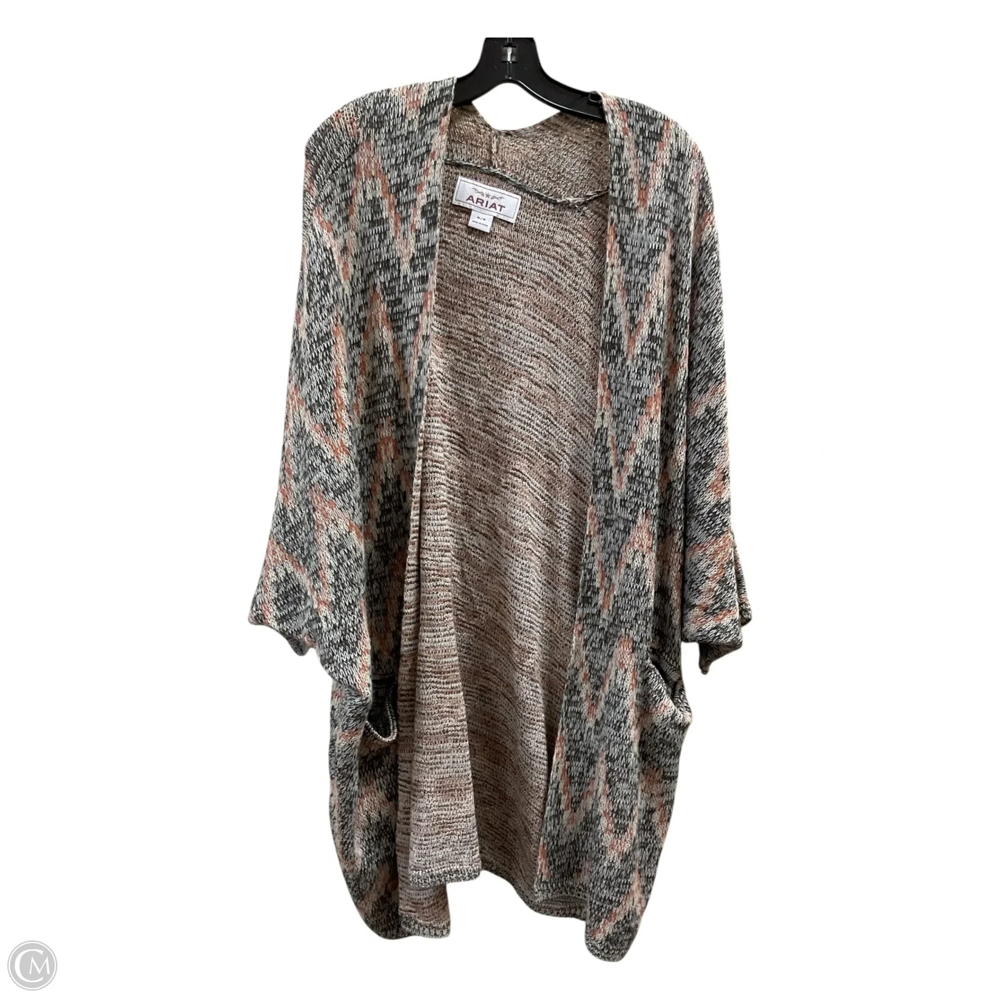 Sweater Cardigan By Ariat In Green & Orange, Size: M