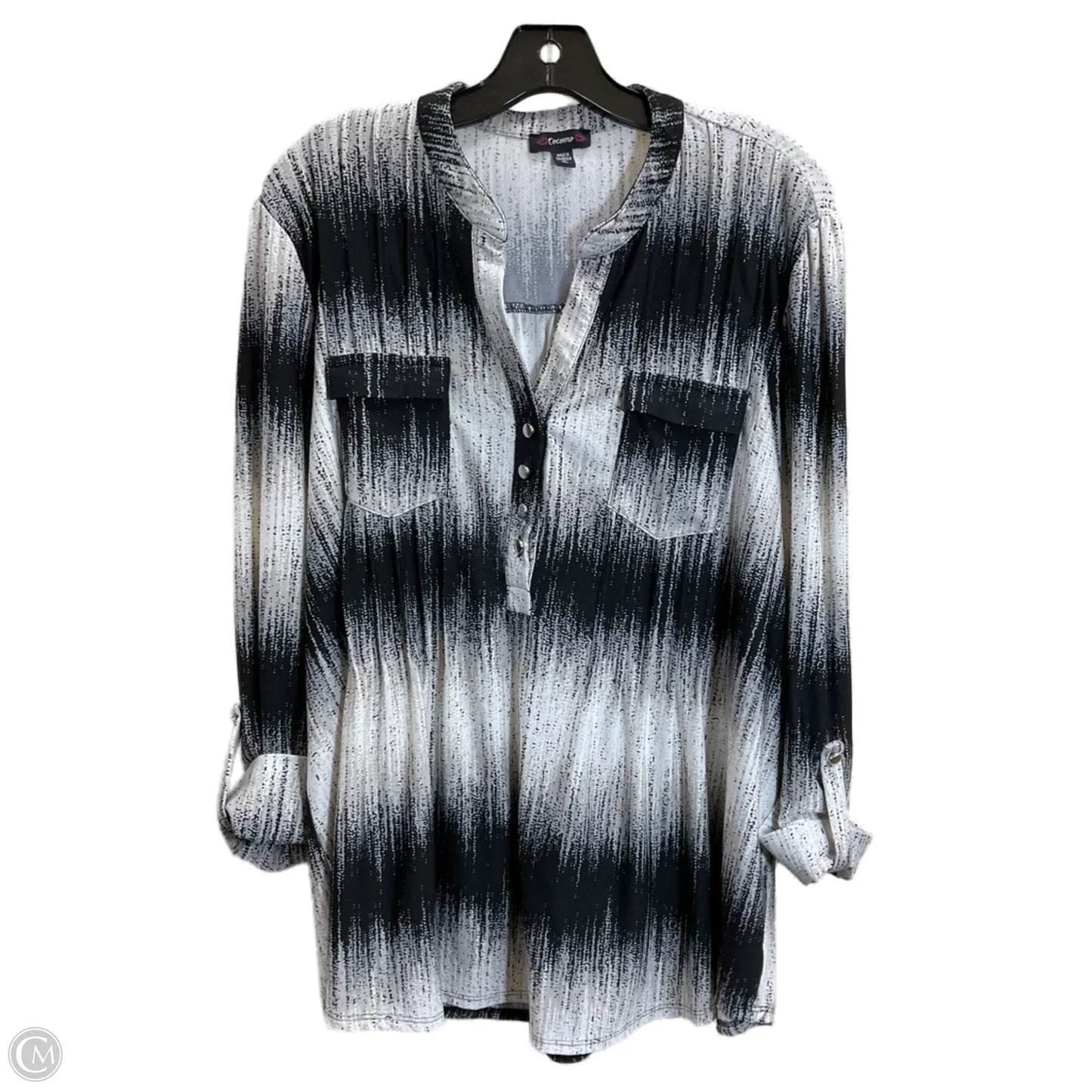 Top 3/4 Sleeve By Cocomo In Black & White, Size: Xl