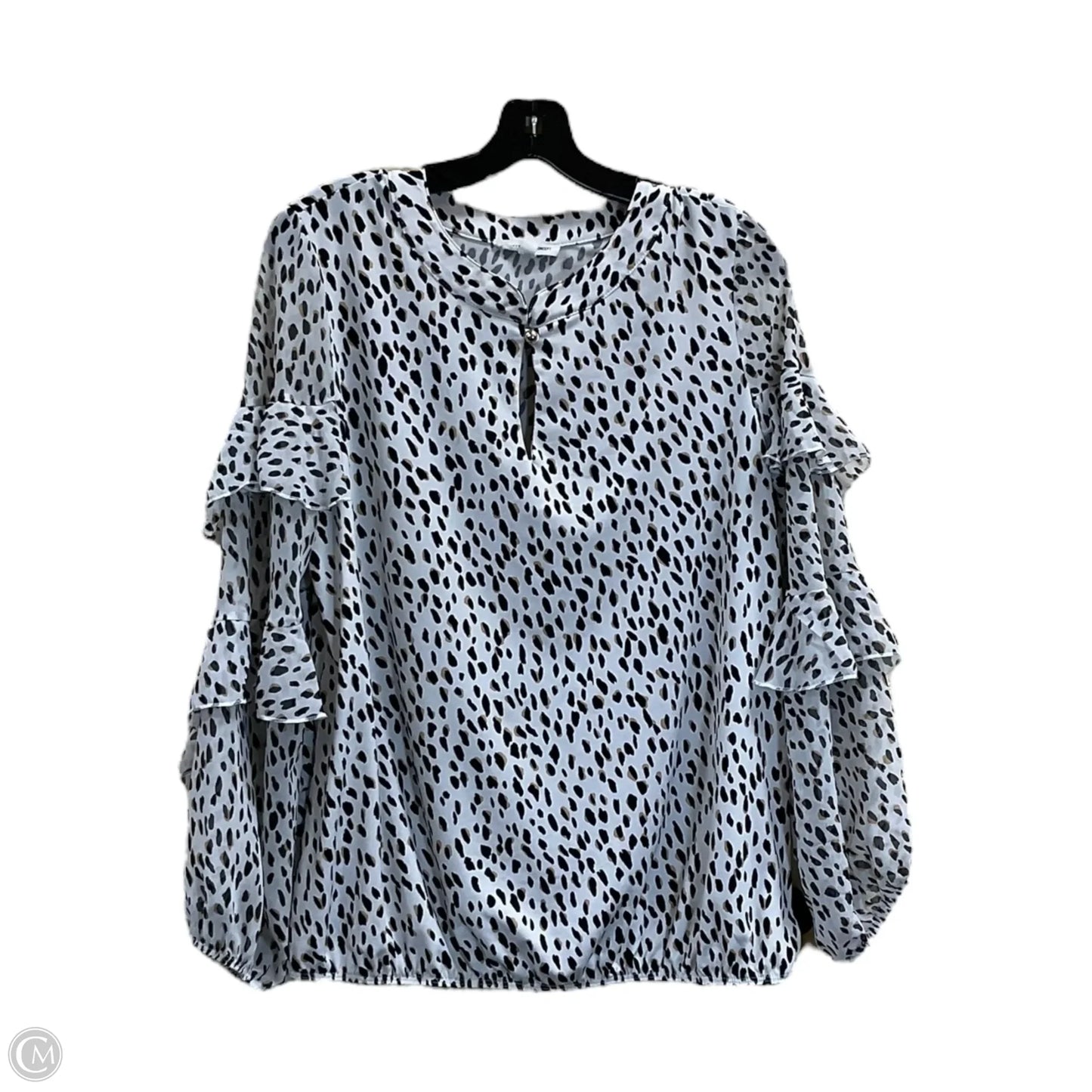 Top Long Sleeve By Perseption Concept In Black & White, Size: L