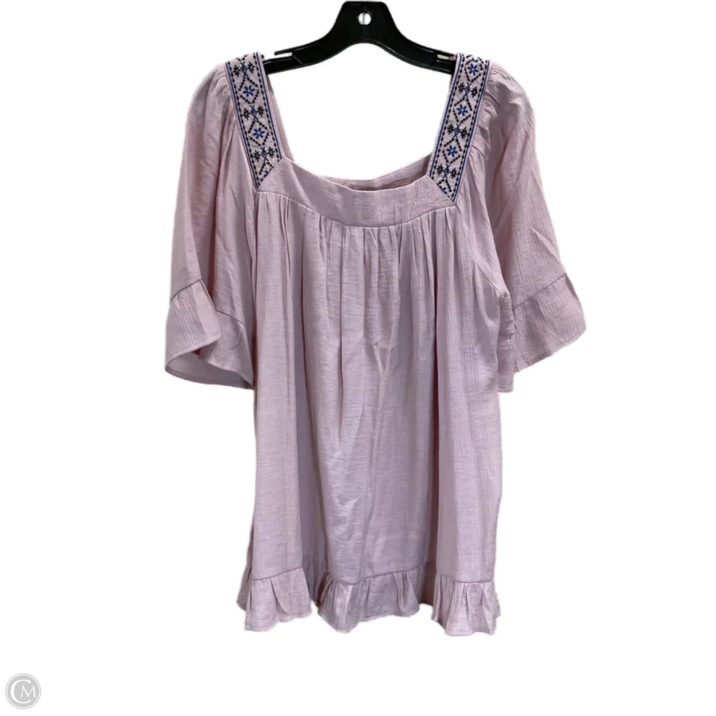 Top Short Sleeve By Blu Pepper In Pink, Size: M