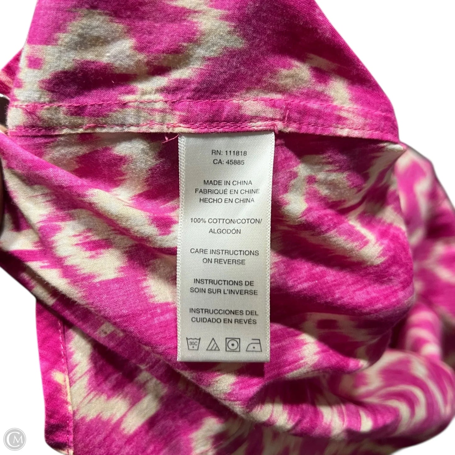 Top Long Sleeve By Michael By Michael Kors In Cream & Pink, Size: M