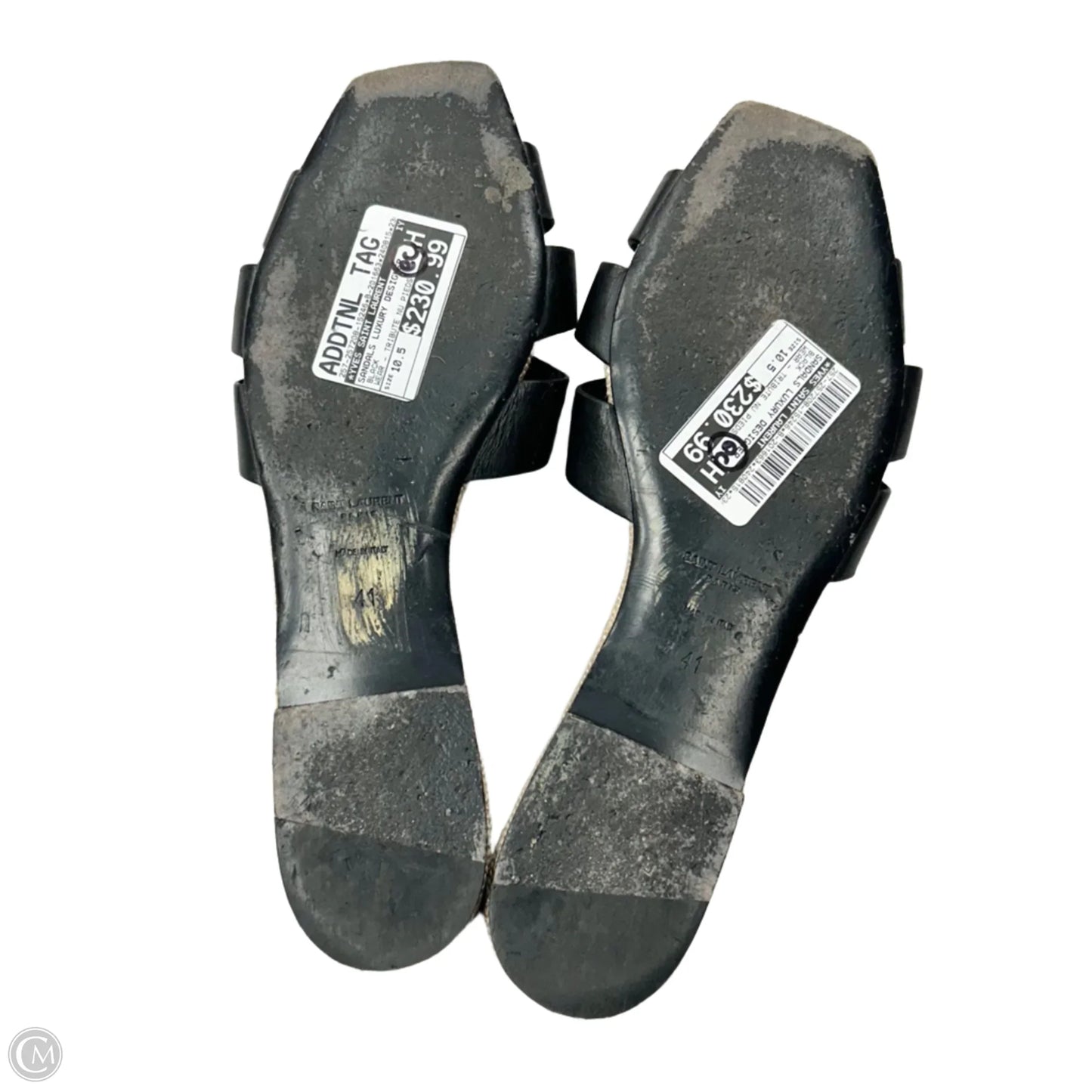 Sandals Luxury Designer By Yves Saint Laurent In Black, Size: 10.5