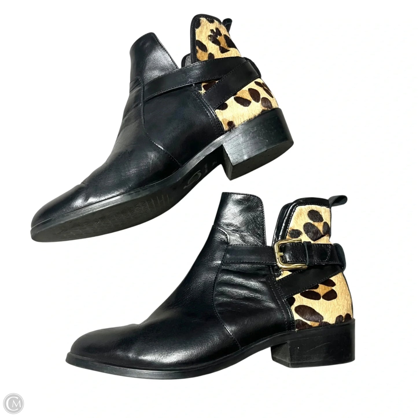 Boots Ankle Heels By Kanna In Black & Tan, Size: 8.5