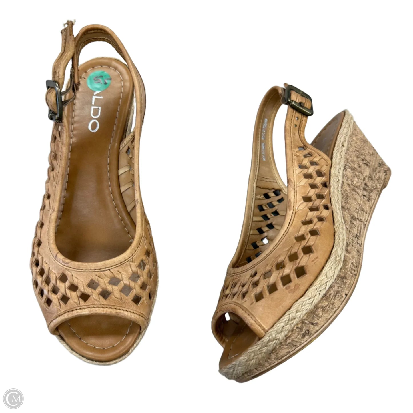 Sandals Heels Wedge By Aldo In Tan, Size: 5.5