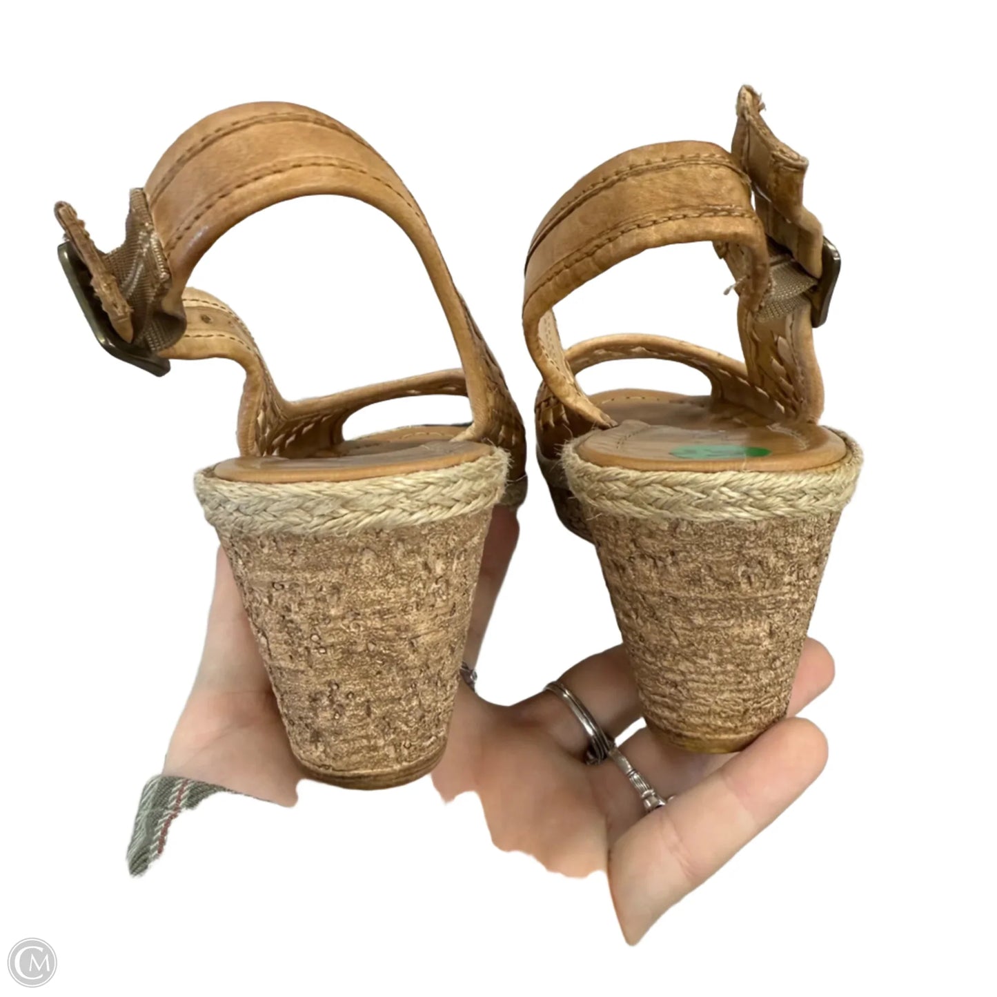 Sandals Heels Wedge By Aldo In Tan, Size: 5.5