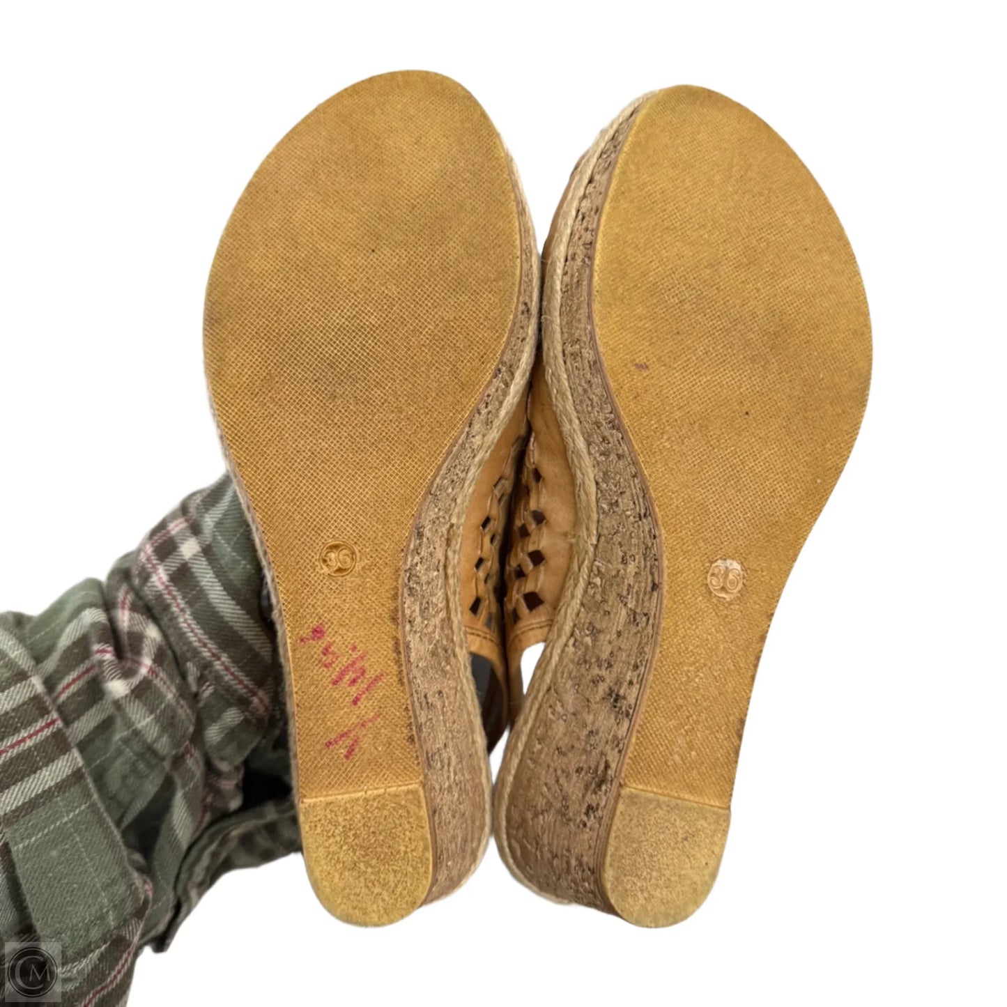 Sandals Heels Wedge By Aldo In Tan, Size: 5.5