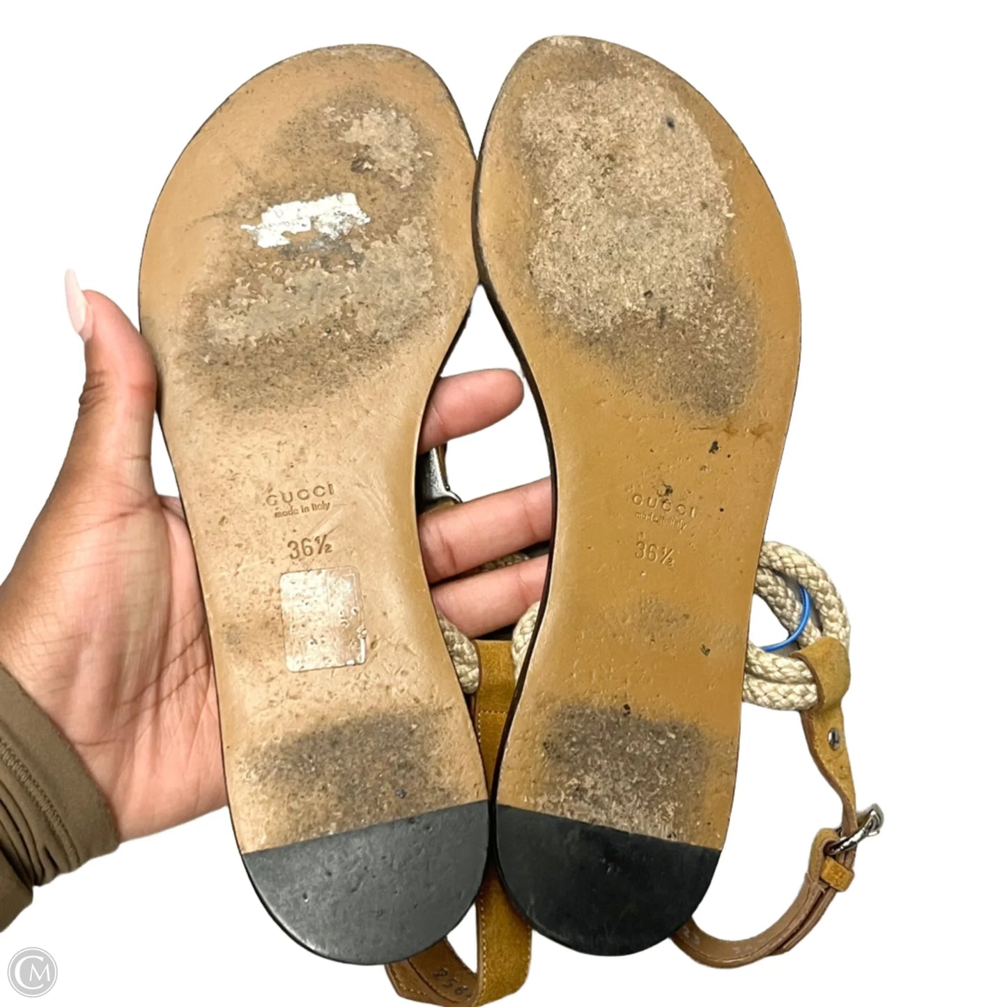 Sandals Luxury Designer By Gucci In Brown, Size: 6