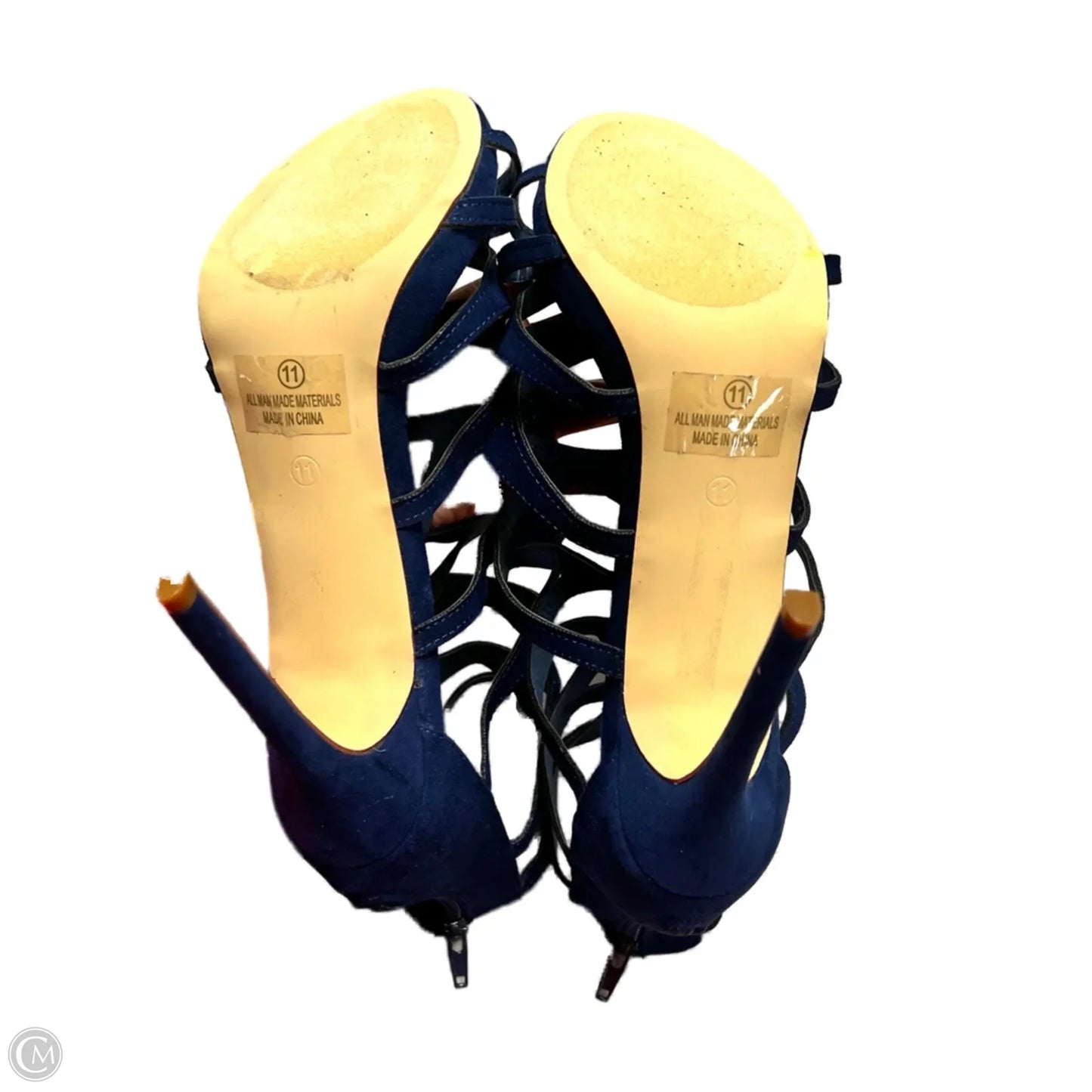 Sandals Heels Stiletto In Navy, Size: 11