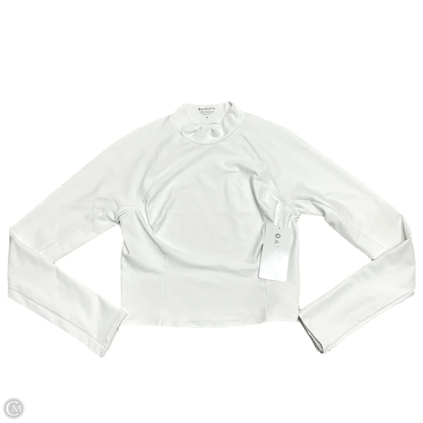 Athletic Top Long Sleeve Collar By Athleta In White, Size: M