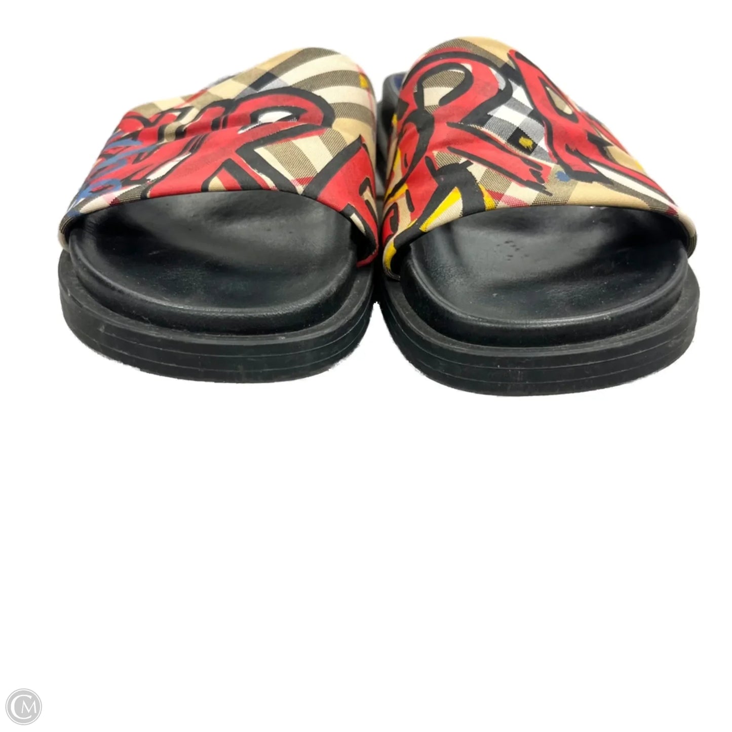 Sandals Luxury Designer By Burberry In Black & Red, Size: 6.5