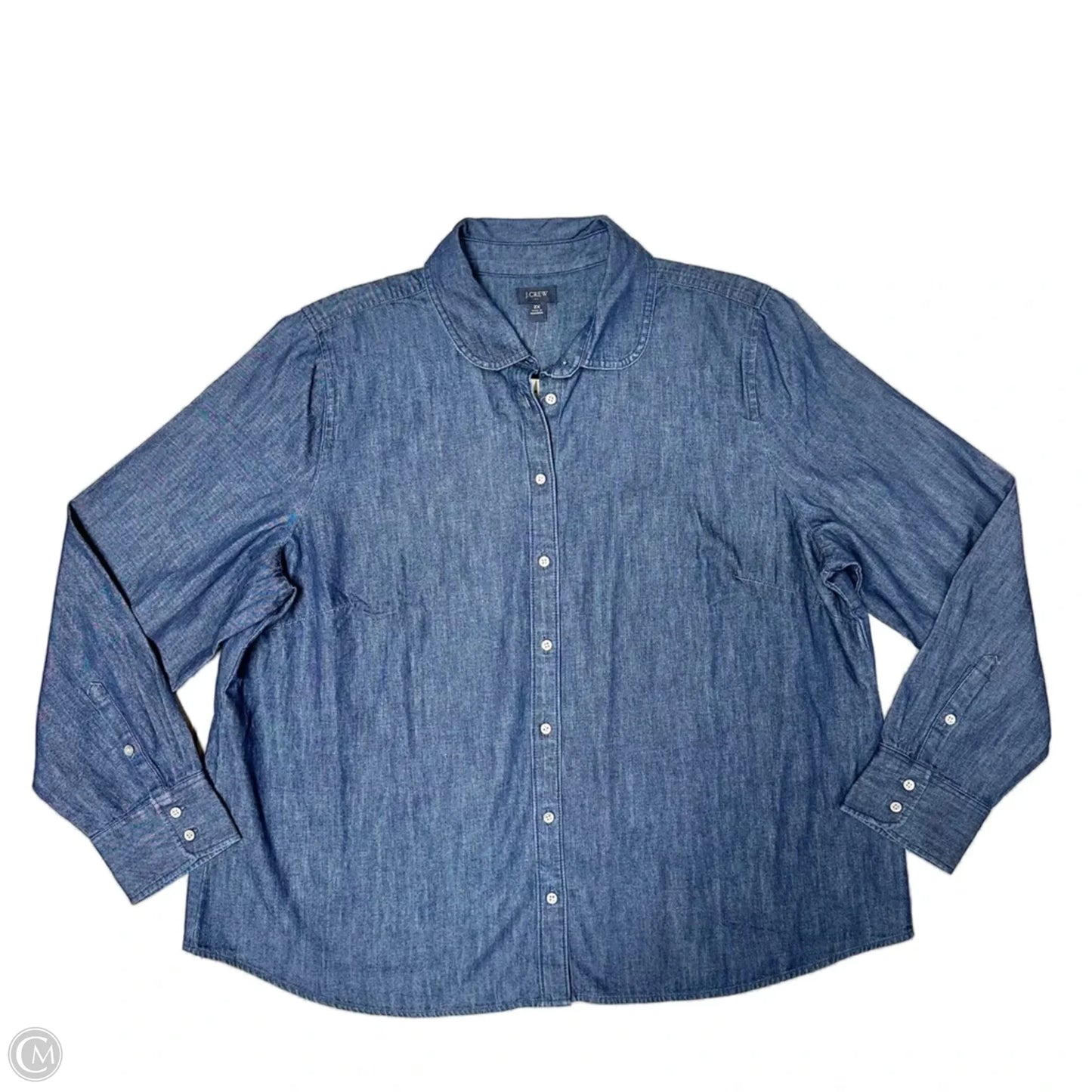 Top Long Sleeve By J. Crew In Blue Denim, Size: 2x