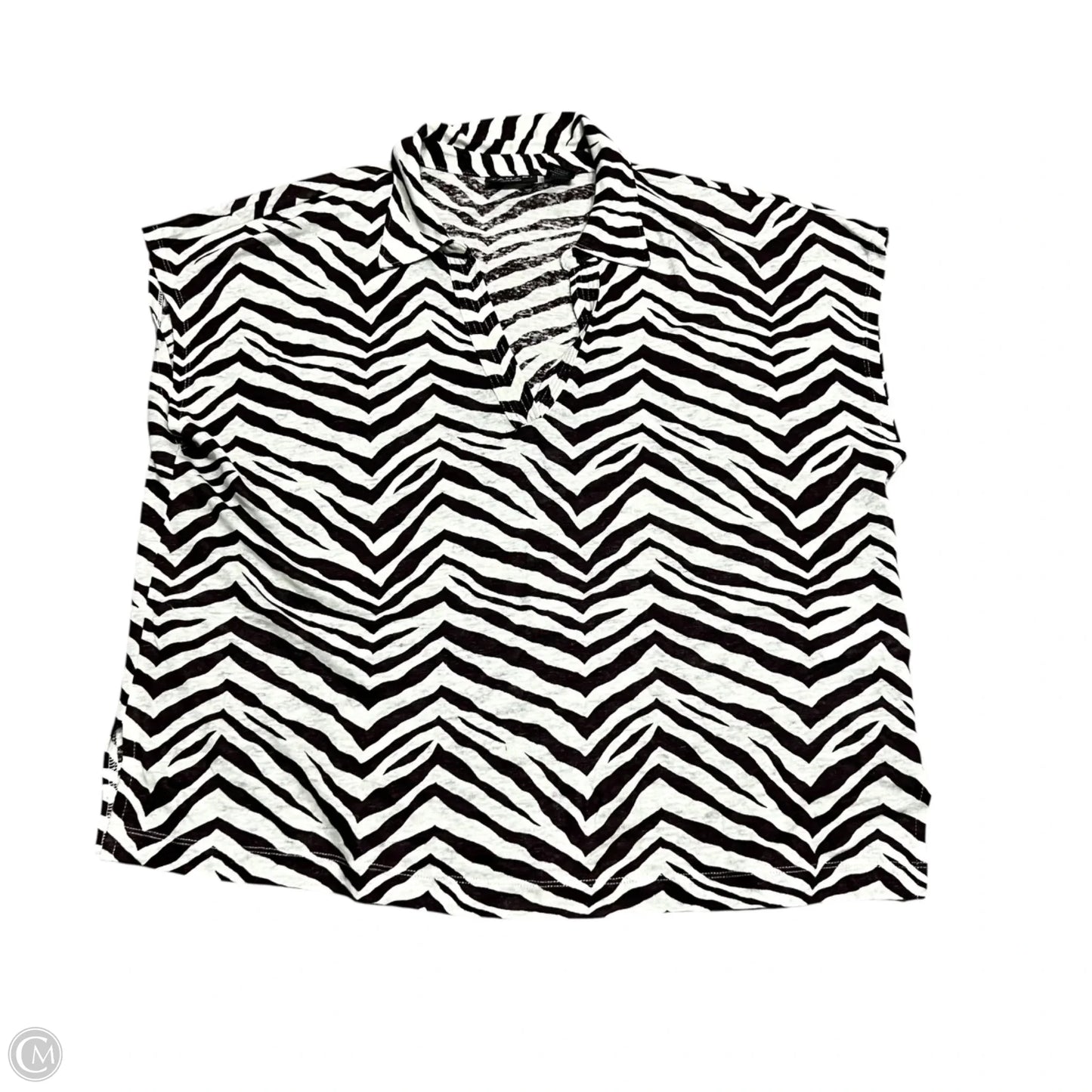 Top Short Sleeve By Tahari In Zebra Print, Size: Xl