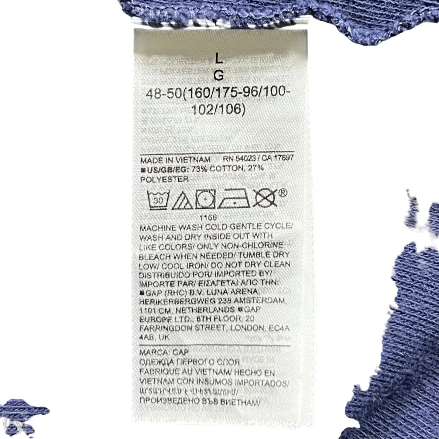 Top Short Sleeve By Gap In Navy, Size: L