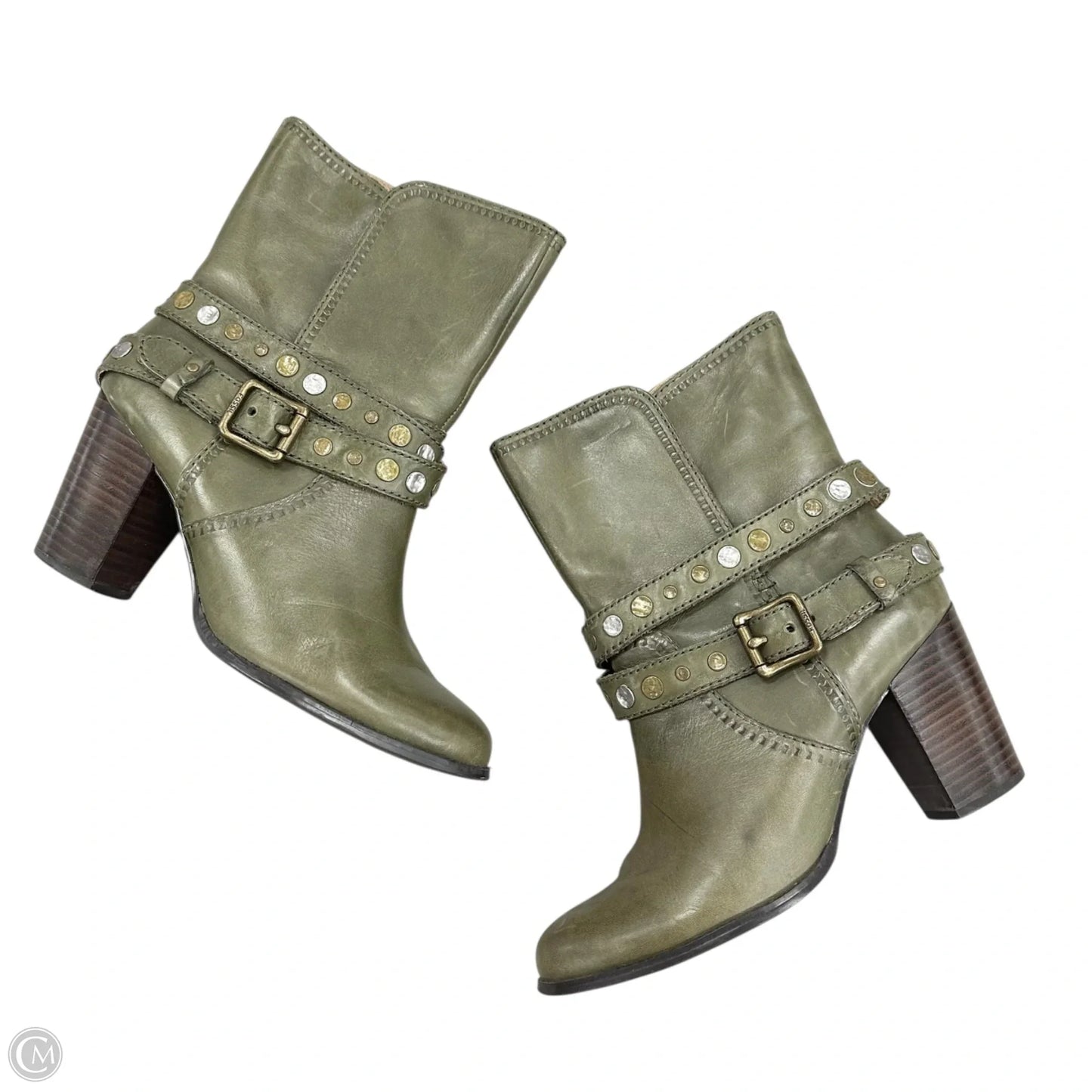 Boots Ankle Heels By Fossil In Green, Size: 8