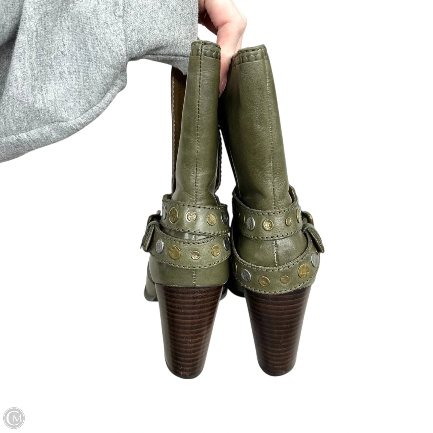 Boots Ankle Heels By Fossil In Green, Size: 8
