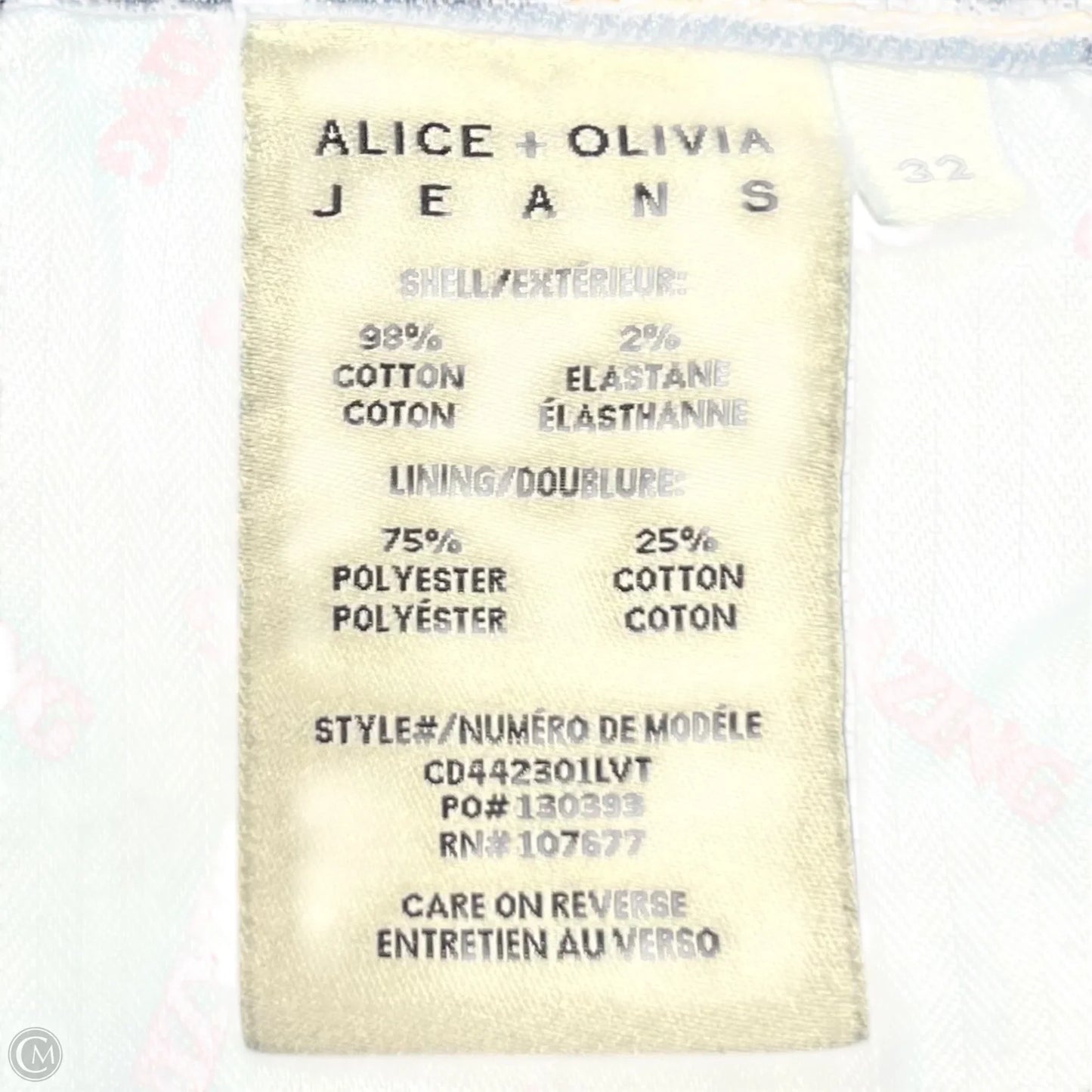 Jeans Designer By Alice + Olivia In Blue Denim, Size: 14