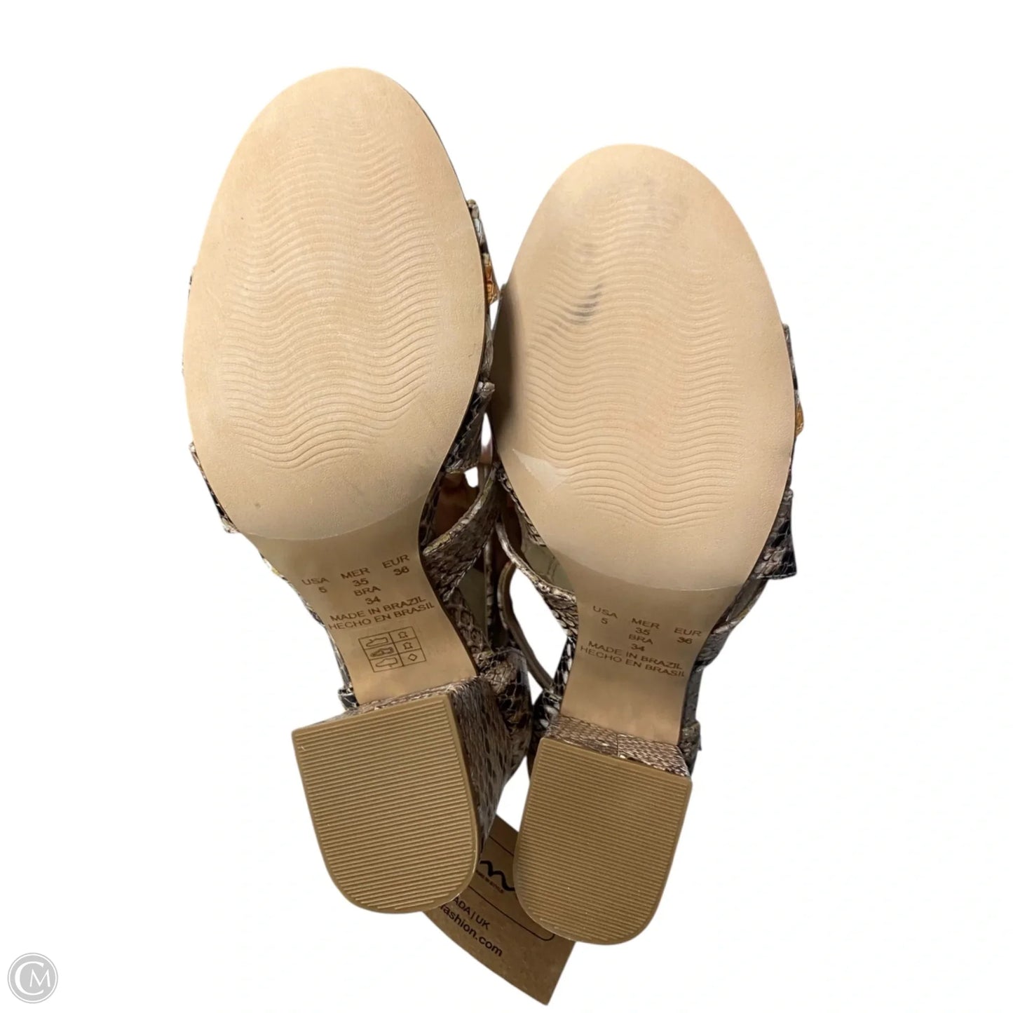 Sandals Heels Block By Somnia In Snakeskin Print, Size: 5