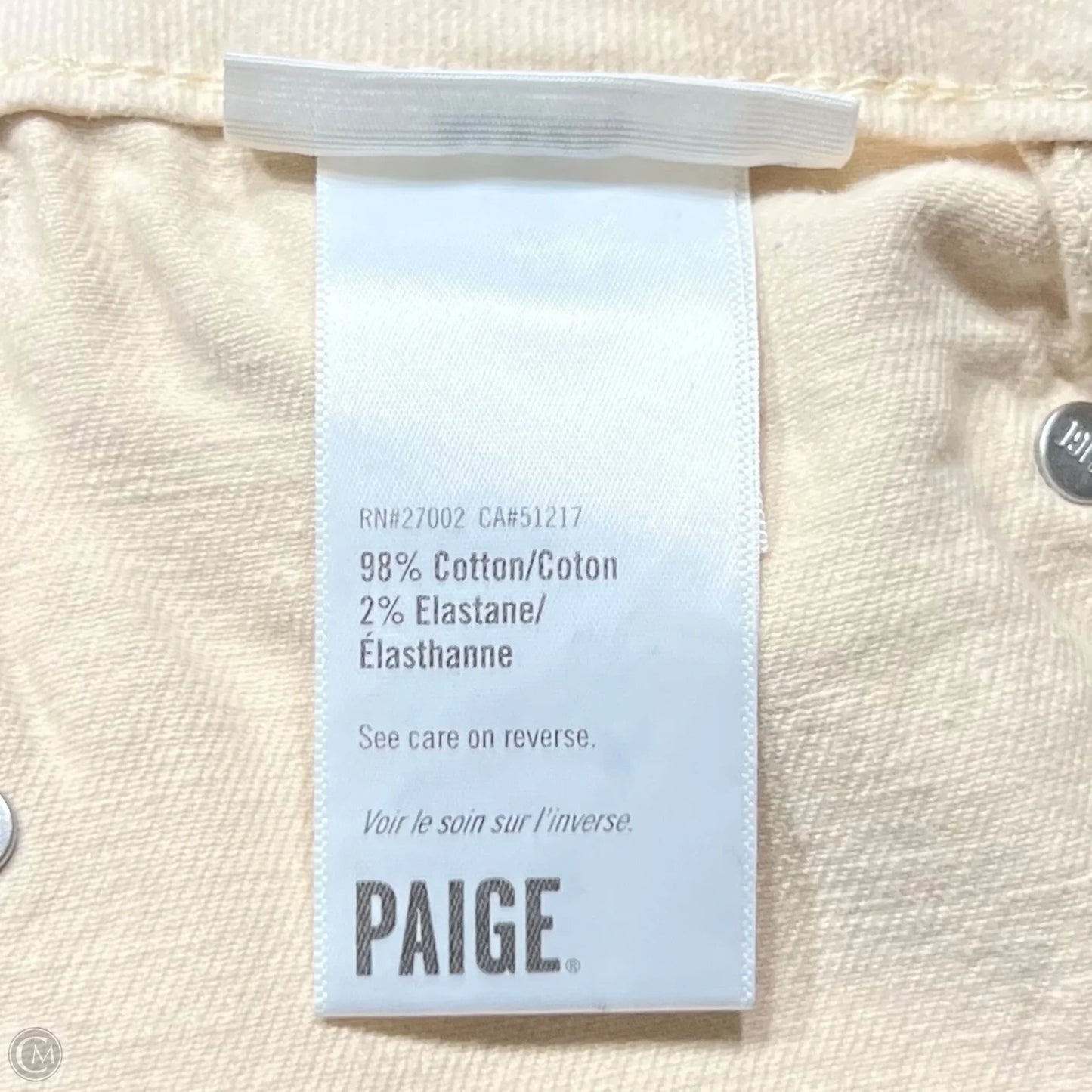Jeans Wide Leg By Paige In Cream Denim, Size: 2