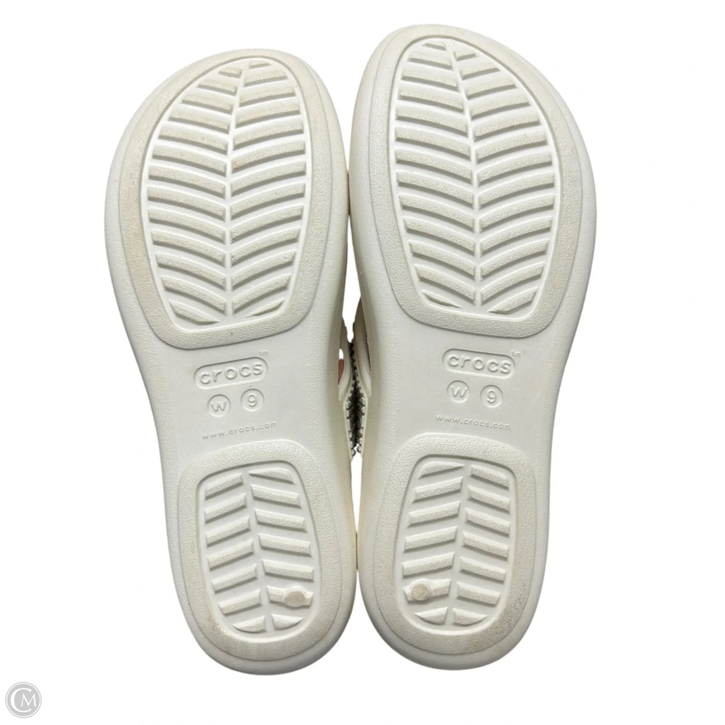 Sandals Heels Platform By Crocs In Cream, Size: 9