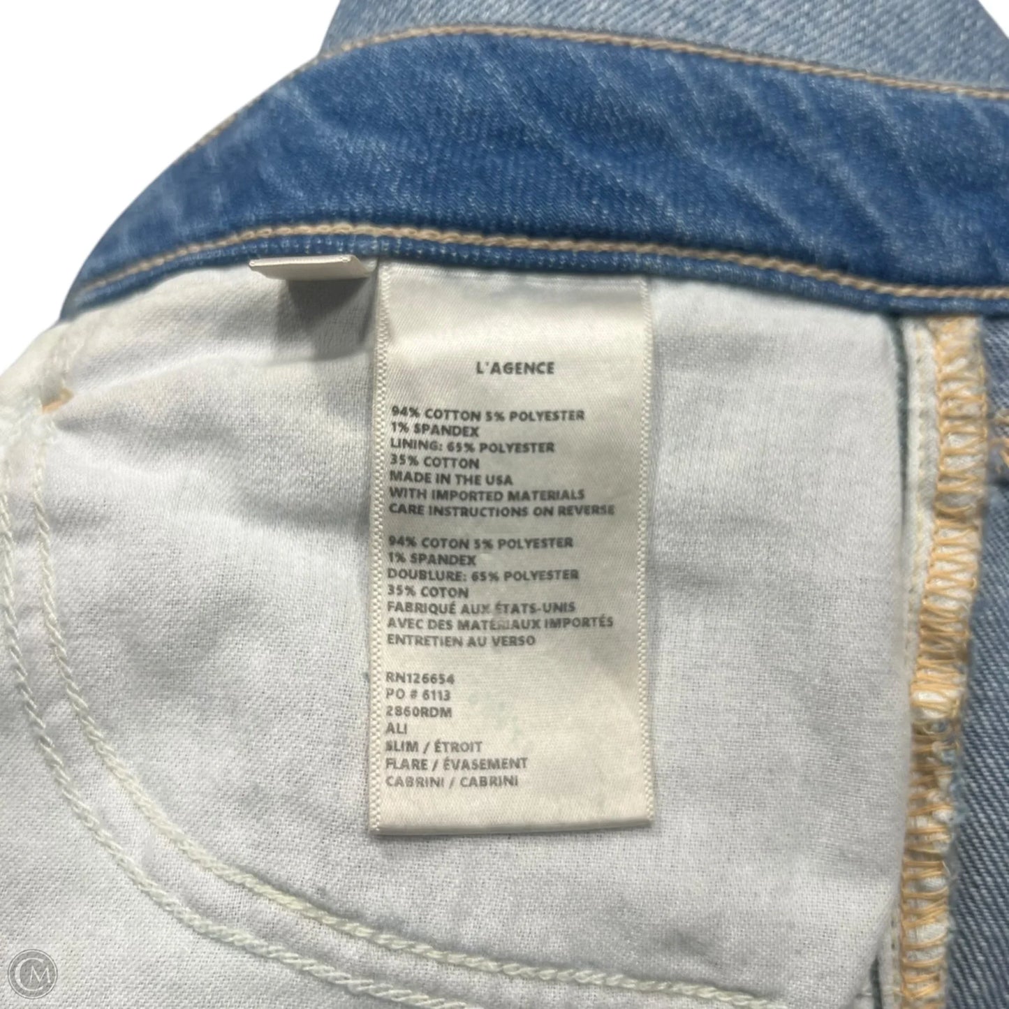 Jeans Straight By L Agence In Blue Denim, Size: 2