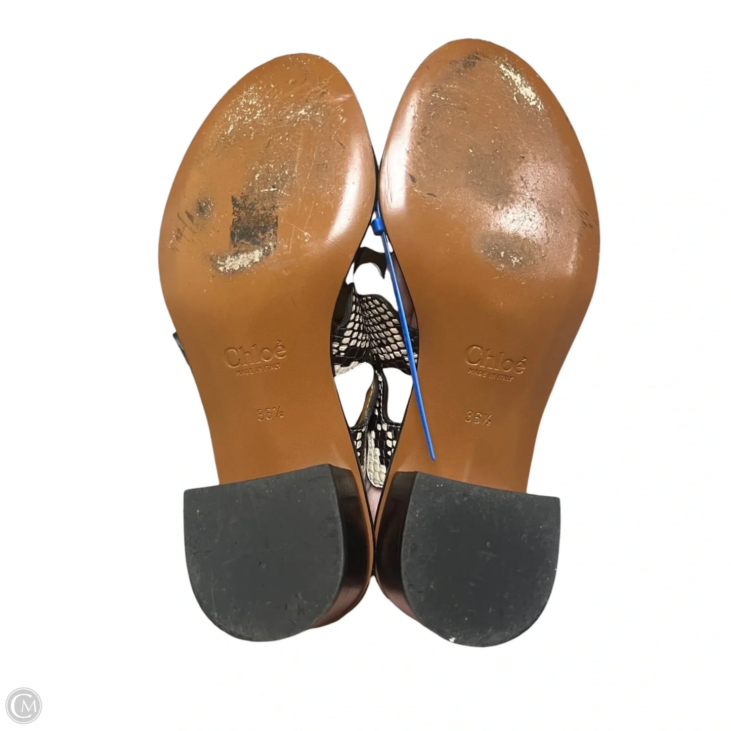 Sandals Luxury Designer By Chloe In Black & Cream, Size: 6