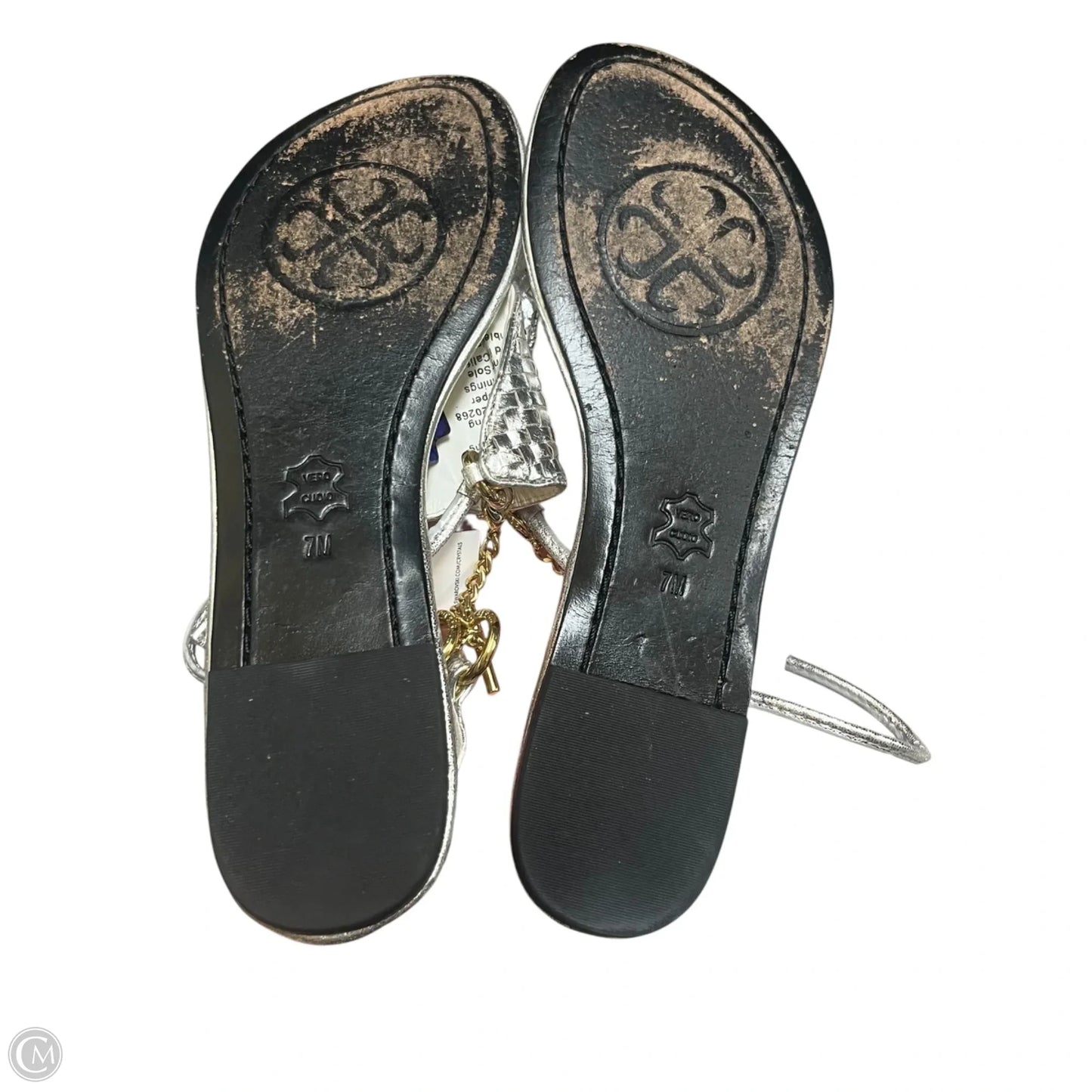 Sandals Flats By Luxtrada In Silver, Size: 7