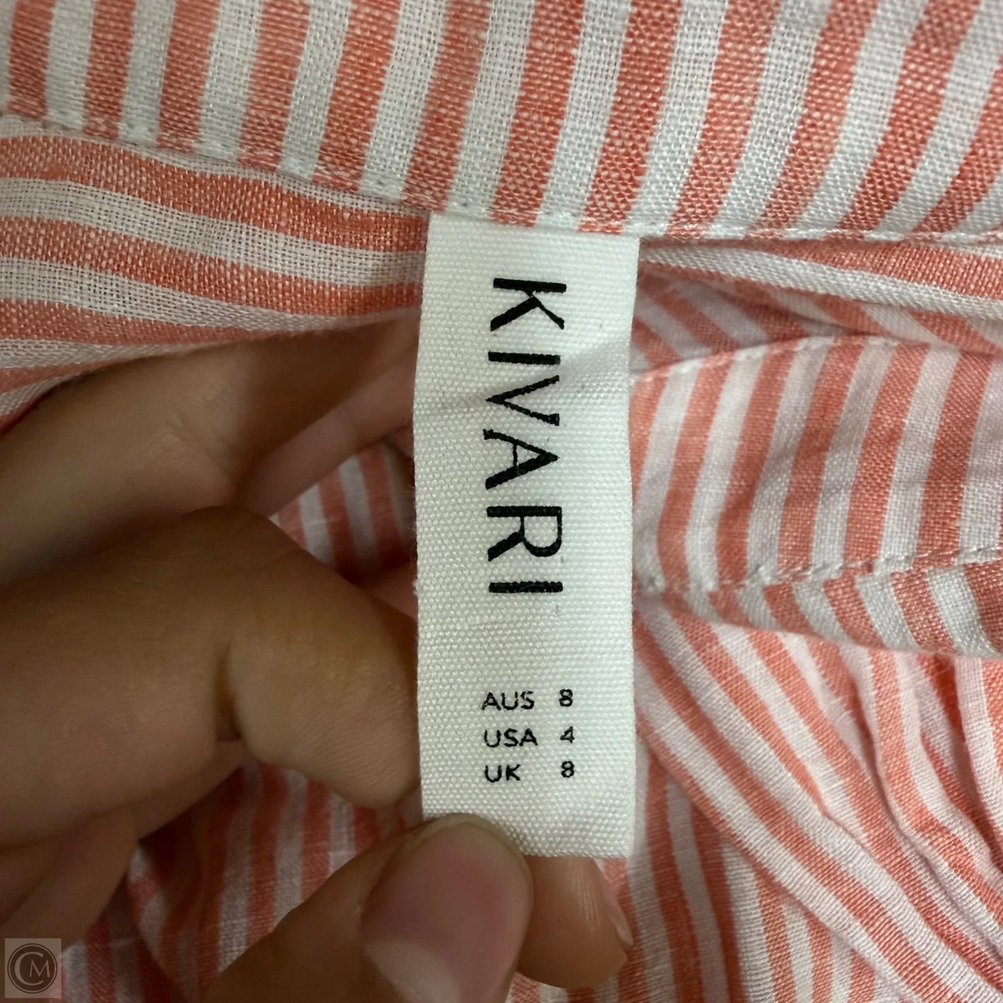 Top Long Sleeve By Kivari In Orange & White, Size: S