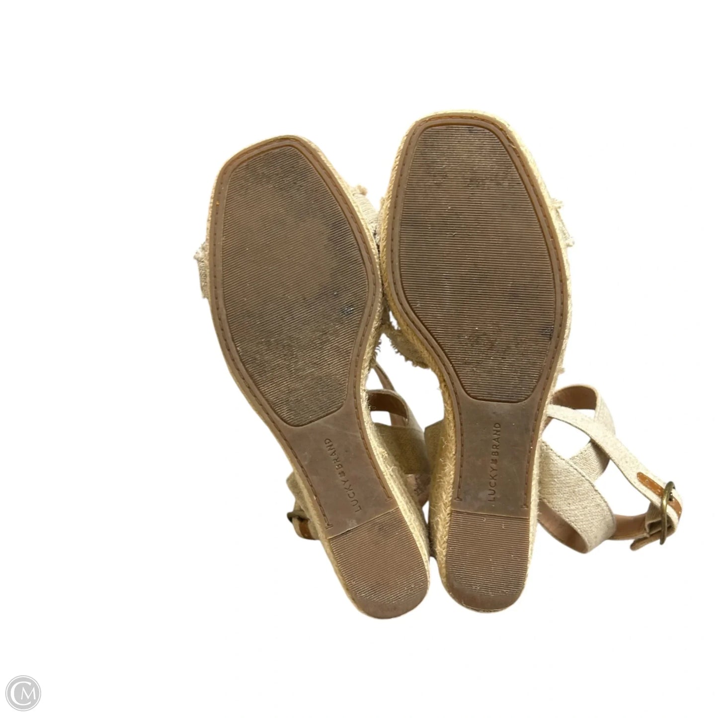 Sandals Heels Wedge By Lucky Brand In Tan, Size: 8.5