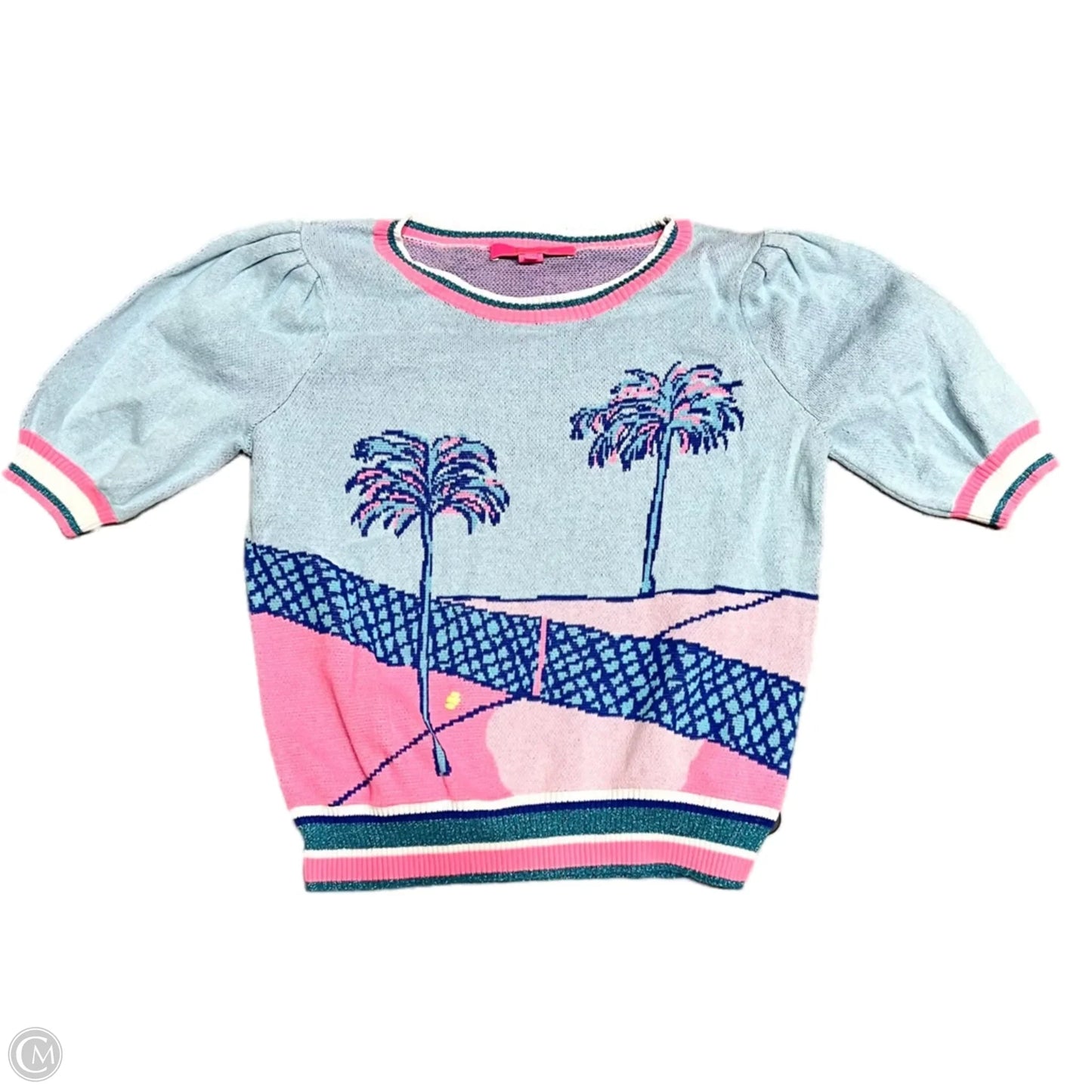 Top 3/4 Sleeve Designer By Lilly Pulitzer In Blue & Pink, Size: Xs